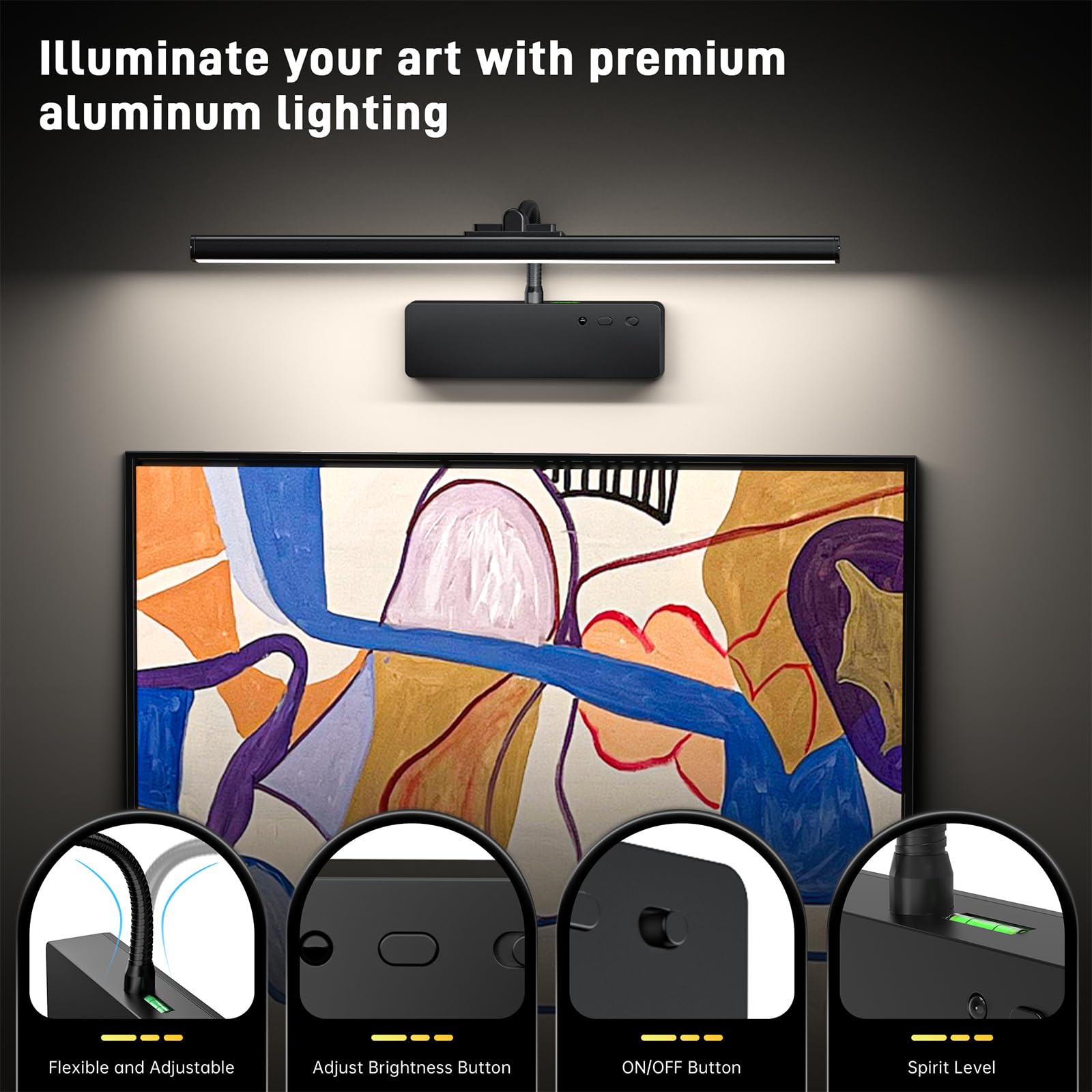 Picture Light  15.35Inch Wireless Picture Lights For Wall Rechargeable  5400Mah Battery Wall Light With Remote  3 Color Art Lighting For discomfort-reducingtings With Timer And Dimmable Artwork Display (Black-2Pcs)