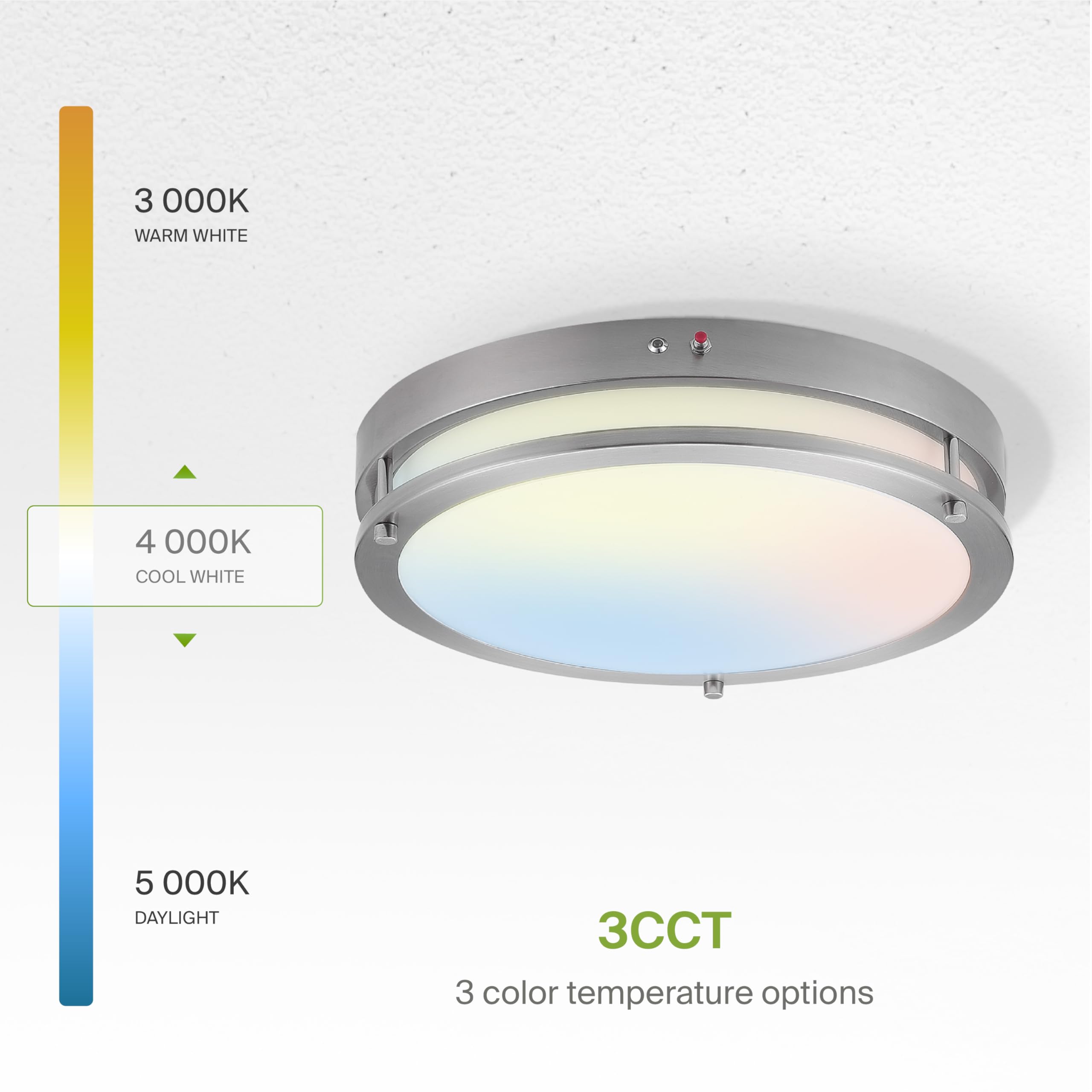 Asd Led 16 Inch Round Flush Mount Light Fixture | 24W 2150Lm 3000K-5000K 100-277V | 3Cct, Dimmable, Battery Backup, Etl Listed |