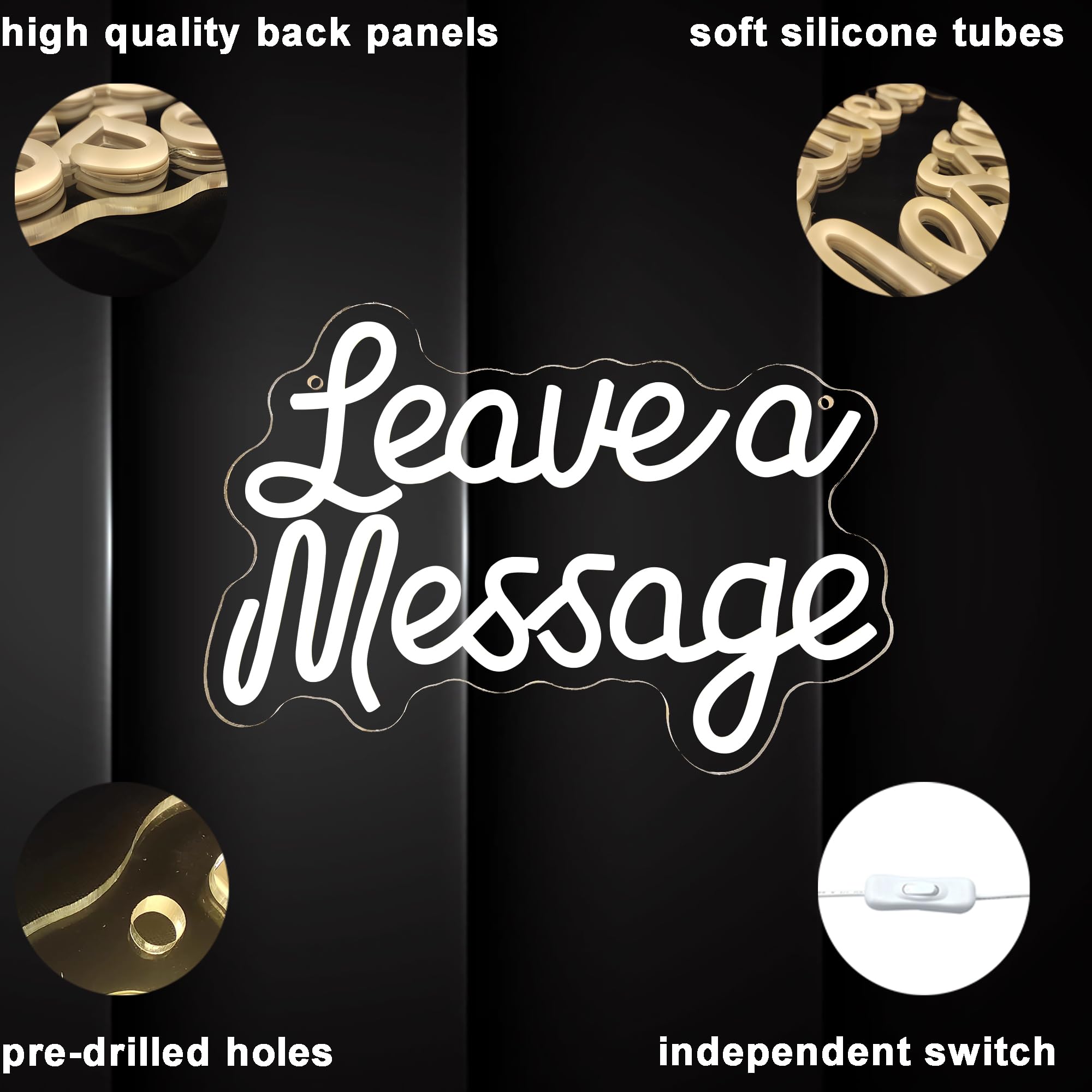 Dracey Neon Sign, Leave a Message Wall Decor, Wedding Reception USB Powered, Acrylic, 8.4*12.5in