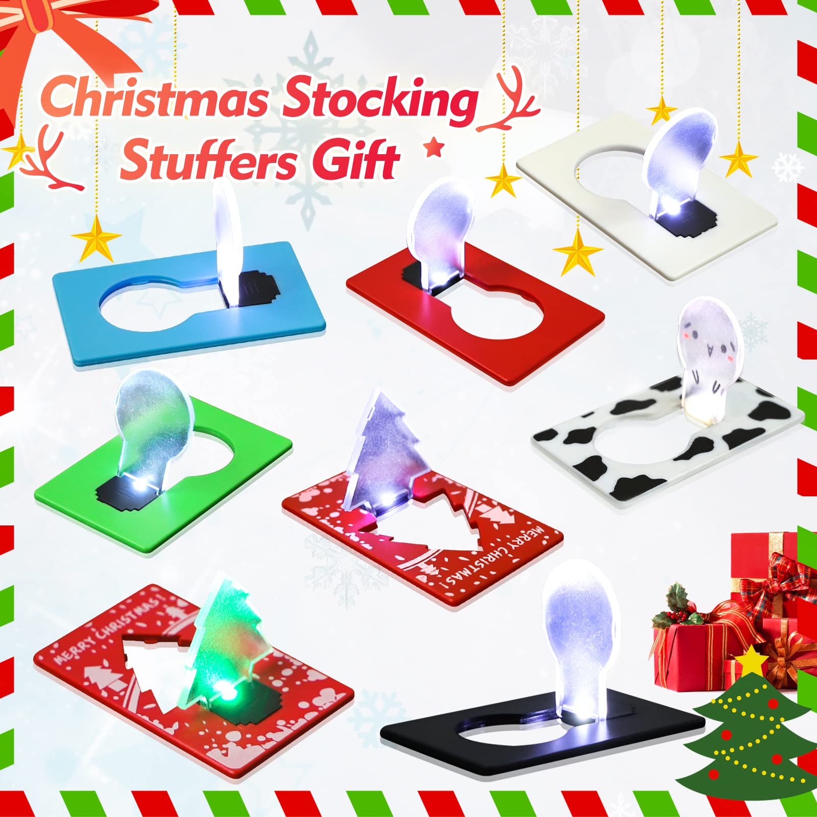 Cuziss 10 x Mini Led Credit Card Lights, Portable Led Pocket Purse Lamp Light Foldable Emergency Wallet Light for Christmas Stoc