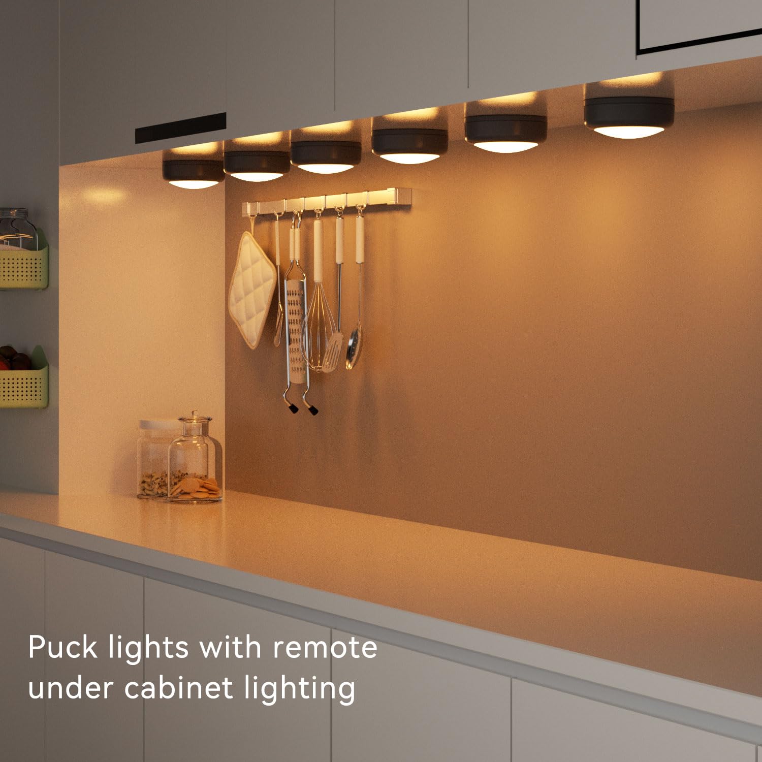 BESTDLCLITE LED Puck Lights, 16-Color Remote Dimmable, Battery Operated, Black, 6 Pack, Ideal for Under Cabinet, Closet, Shelf, Wall