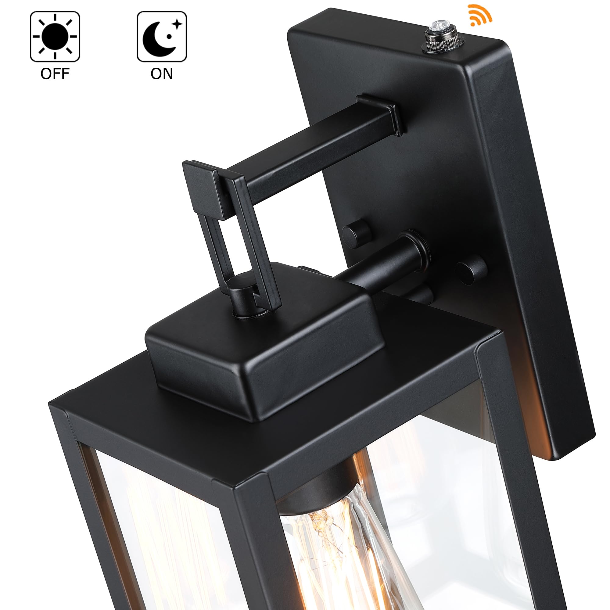 2 Pack 12 Inch Outdoor Wall Lights Dusk To Dawn Exterior Sconce Lights With Sensor Photocell Black Wall Lantern For Porch Patio Garage Dusk To Dawn Outdoor Lighting Set Of 2