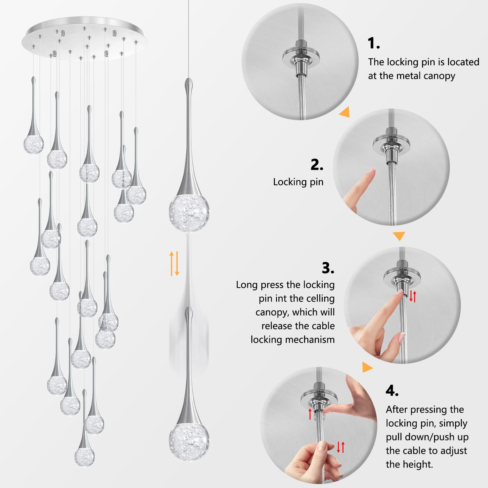 18 Light Modern Glam Crystal Chandelier For High Ceiling Led Dimmable Ceiling Pendant Light Staircase Foyer Enterway Living Room