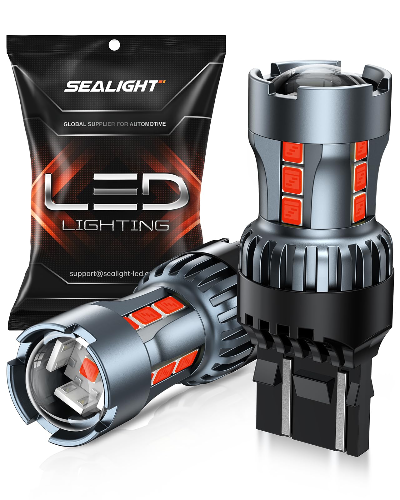 SEALIGHT 7443 7440 LED Bulbs Red Brake Light, T20 7441 7444 992 W21W Projector, Pack of 2