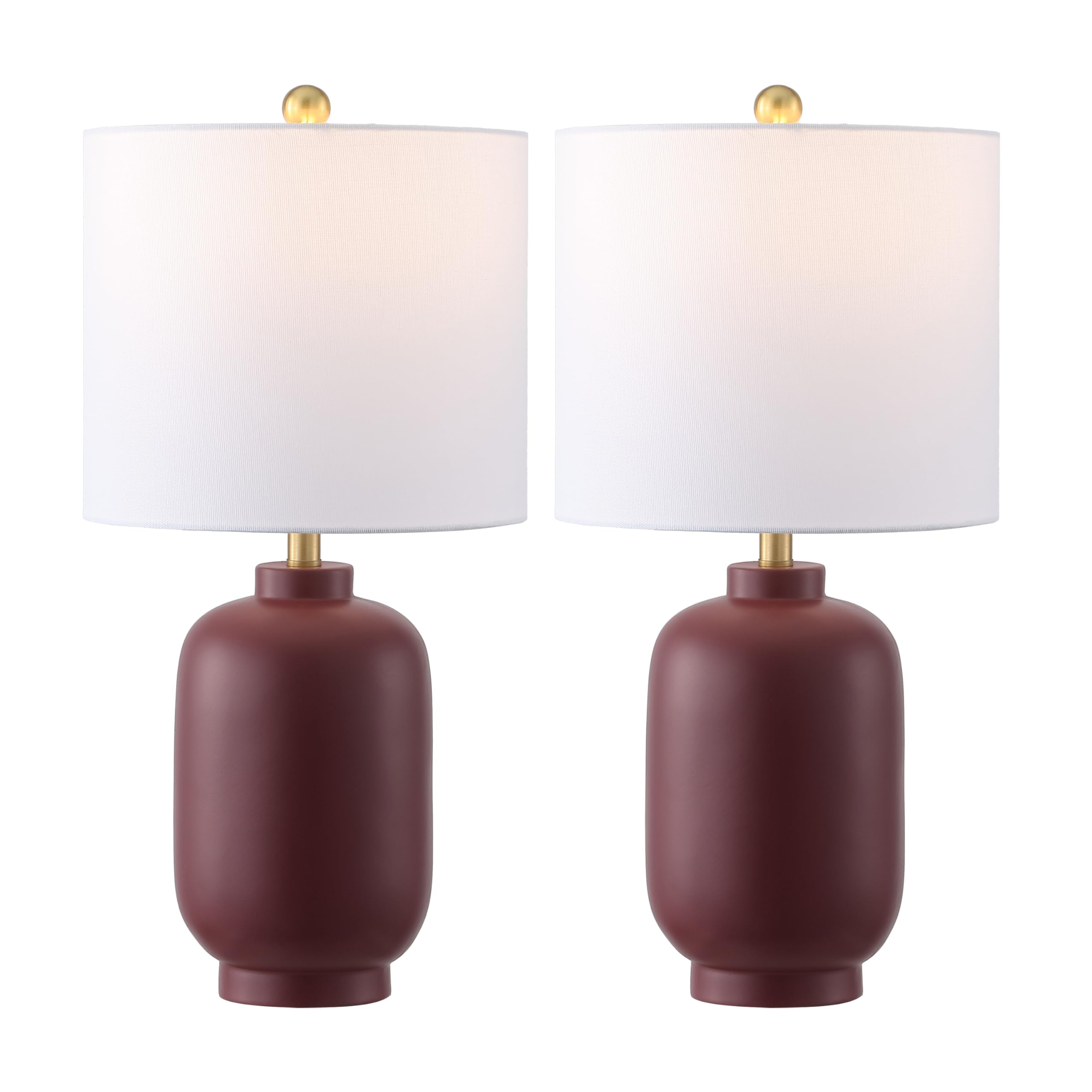 SAFAVIEH Lighting Collection - Madsen Burgundy Resin Table Lamp Set of 2, 20 Decorative Accent Lights with Fabric Shades, E26 Bu