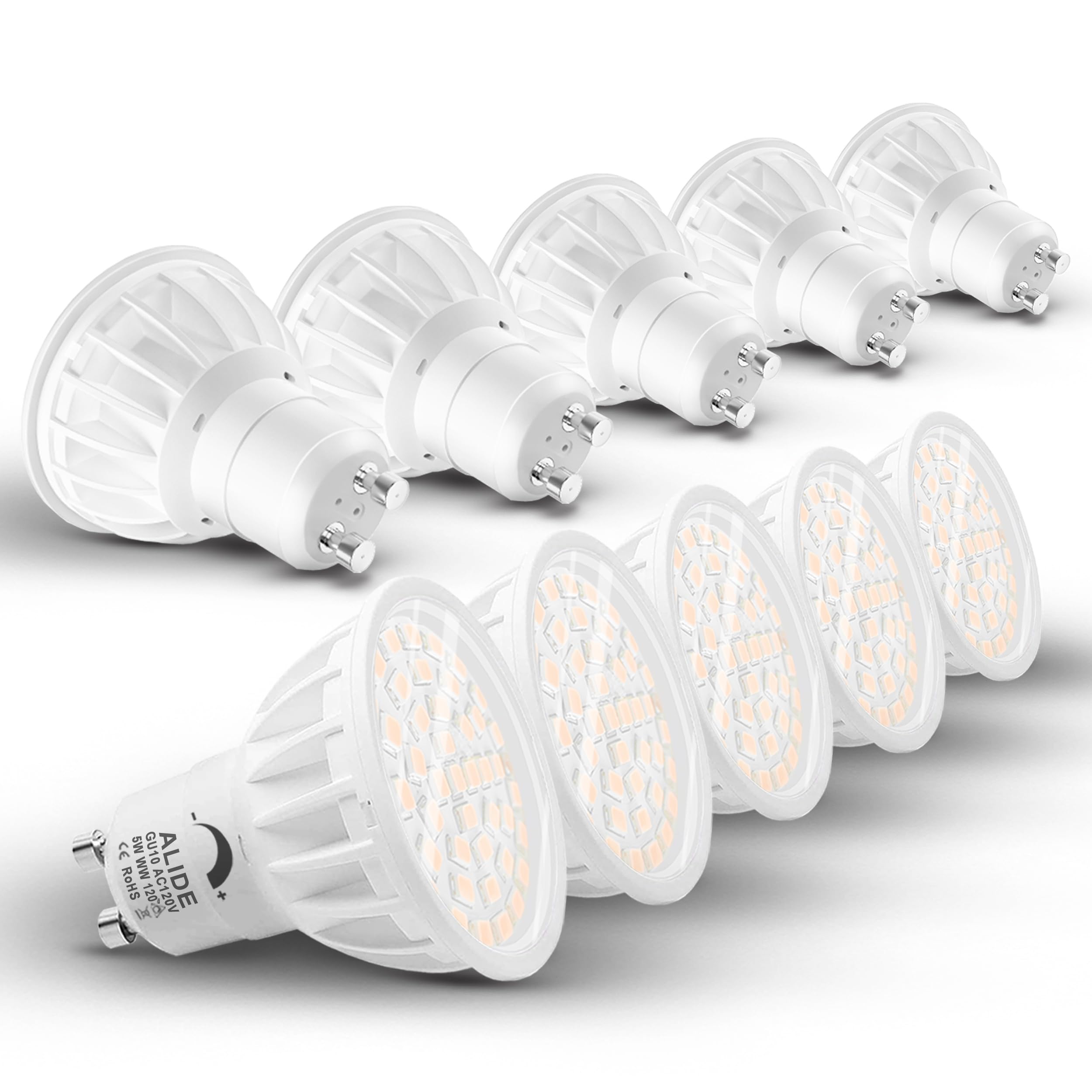 Alide 10Pack Gu10 Led Light Bulbs Dimmable 50Watt Equivalent, 2700K Soft Warm Light Gu10 Bulb Replacement For Recessed Track Lig
