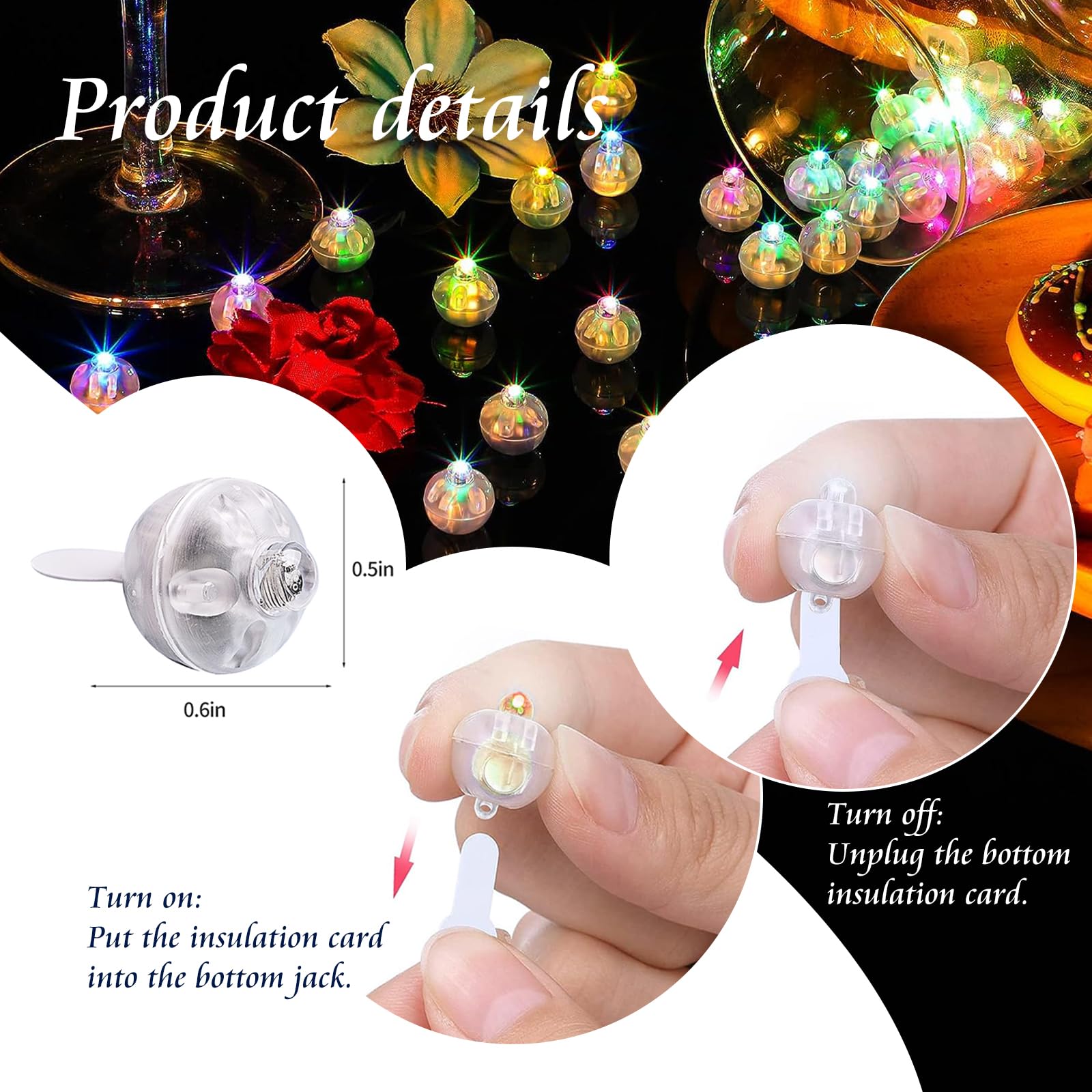 Chzk 200Pcs Balloon Lights Cool White&Rainbow Mini Led Lights Round Long Standby Time Ball Lamps Paper Lantern Balloon Liamps Fo