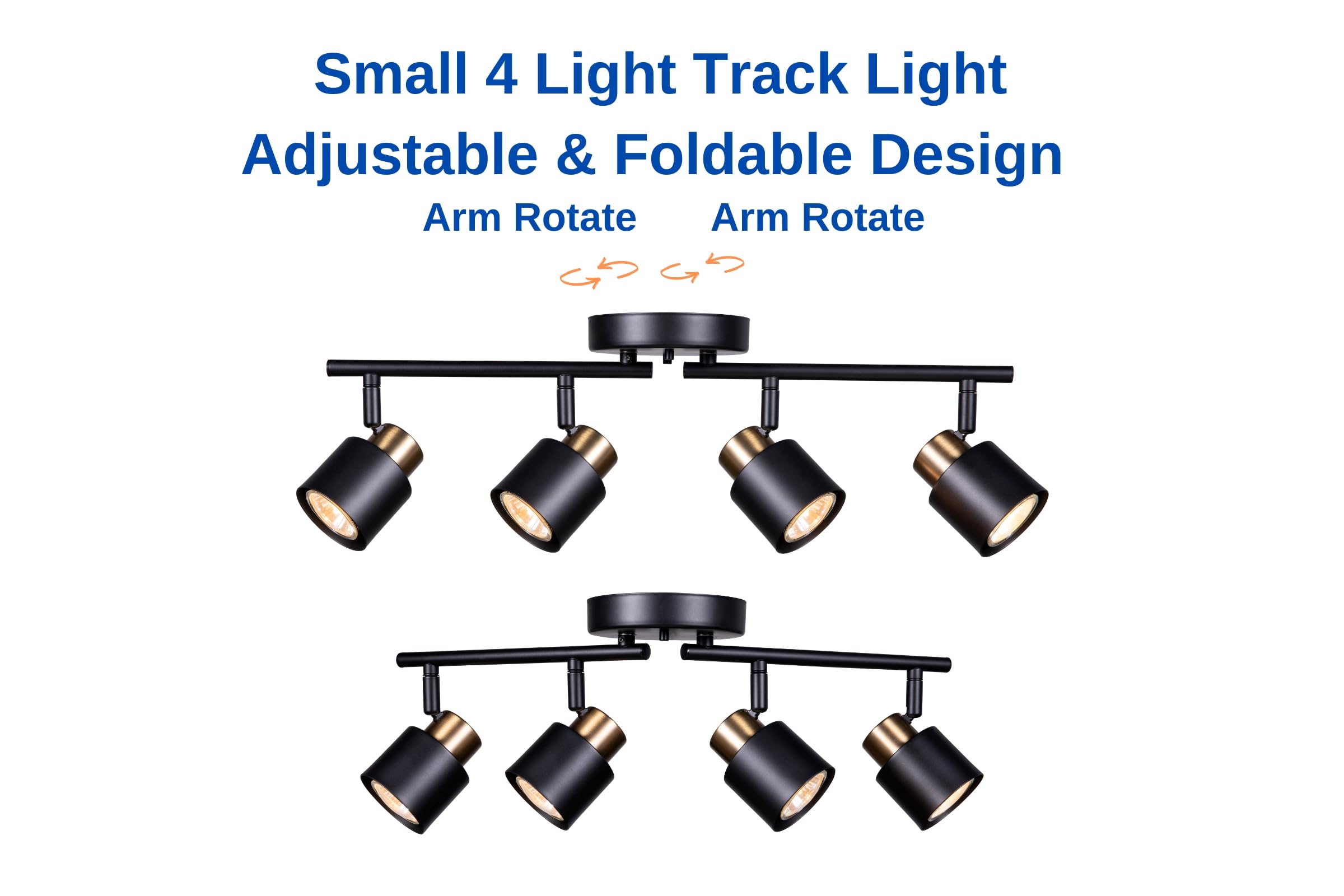 Craftronos 4 Light Track Lighting Kit, Matt Black Brass Finish Adjustable With Moden Flush Mount Ceiling Spotlight For Kitchen,L