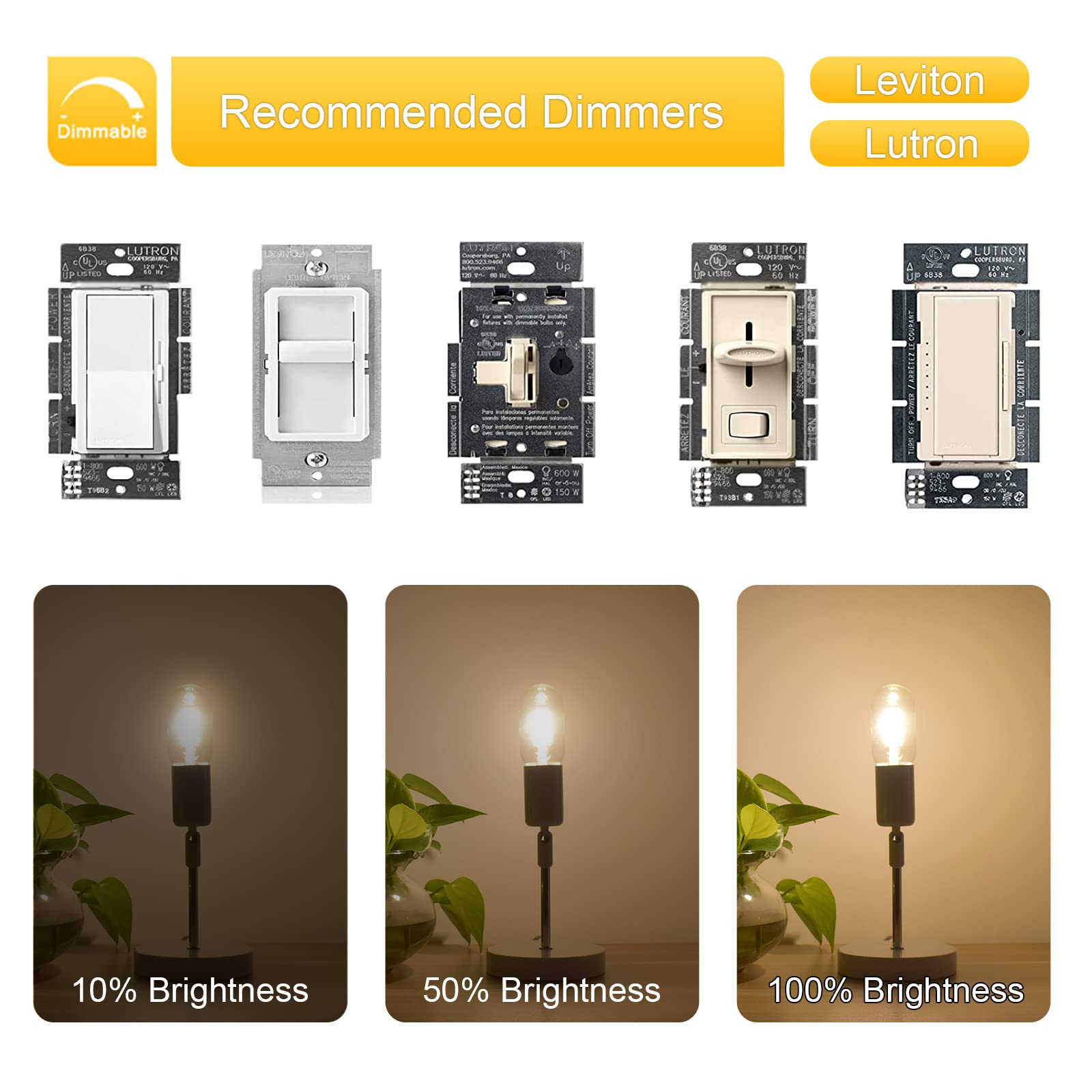 Dimmable E26 Led Edsion Bulbs 40Watt Equivalent- 3000K Soft White- T45/T14 4W Tubular Light Bulbs- Vintage Led Filament Bulbs Fo
