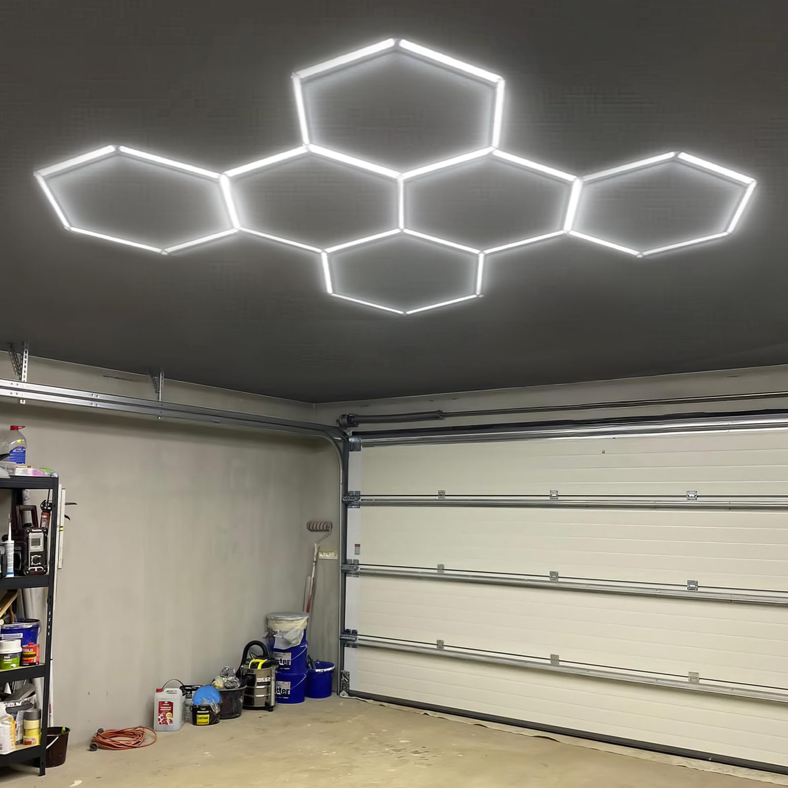 Faishilan Hexagon Lights: High Brightness 220W, 25,960 Lm, 6500K Hexagon Garage Lights, Hexagon Led Lights 6 Grid For Garage, Sh