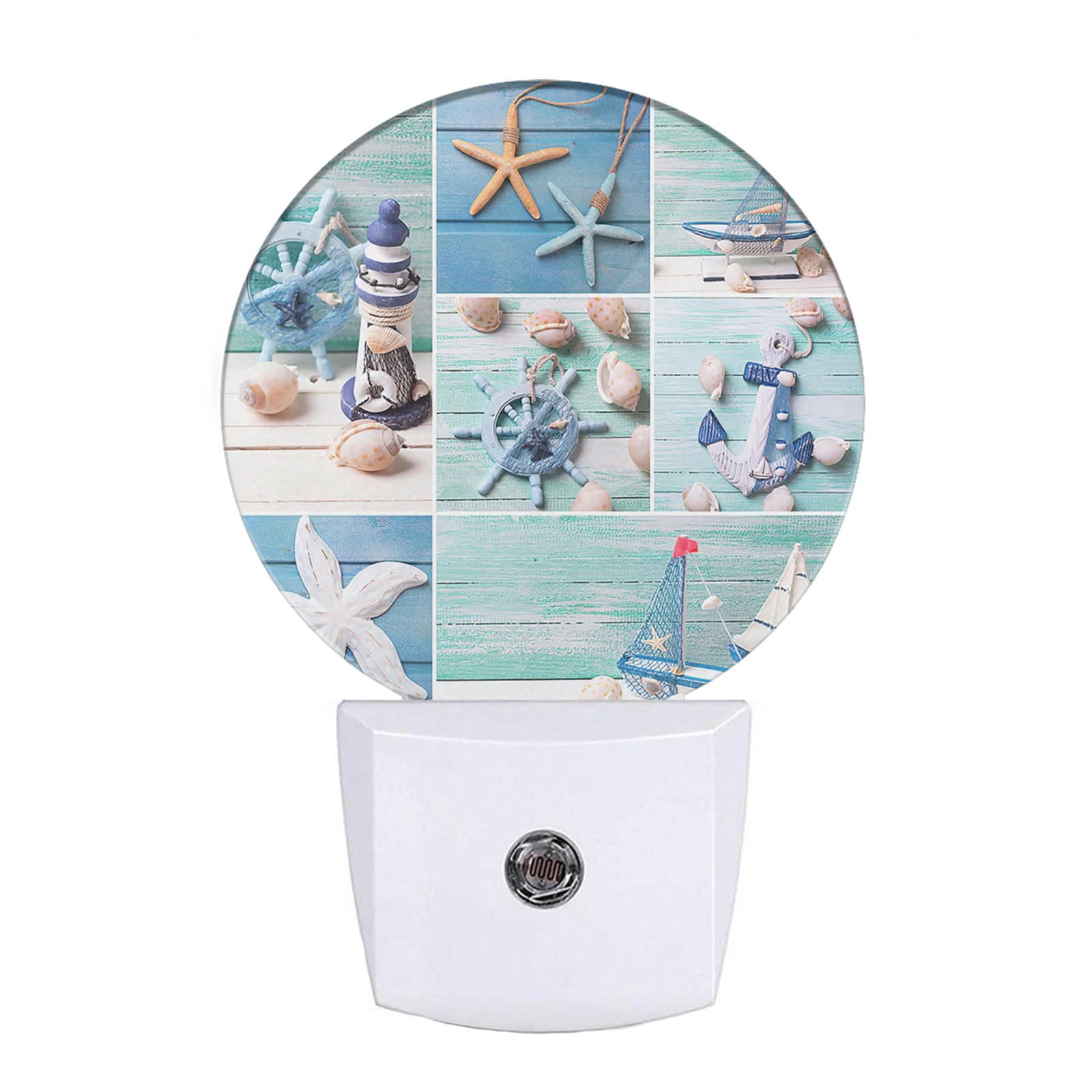 EKOBLA Starfish and Sea Shell LED Night Light Beach Ocean Sea Dusk to Dawn Night Lamp Auto Sensor for Home Indoor Bathroom Hallw