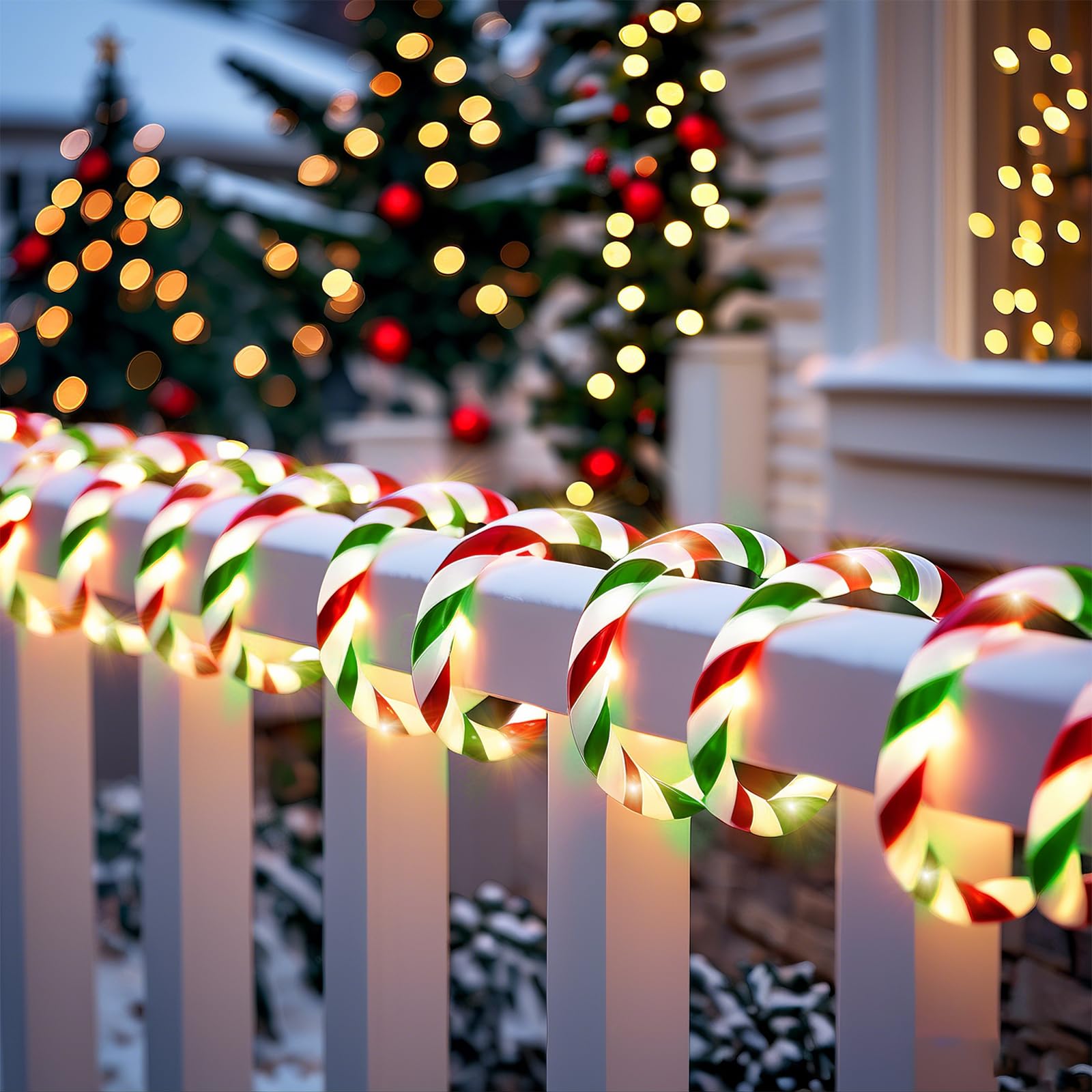 Vigdur Christmas Candy Cane Lights - 18Ft Led Candy Cane Rope Lights Outdoor Waterproof Decorative Christmas Lights For Holiday