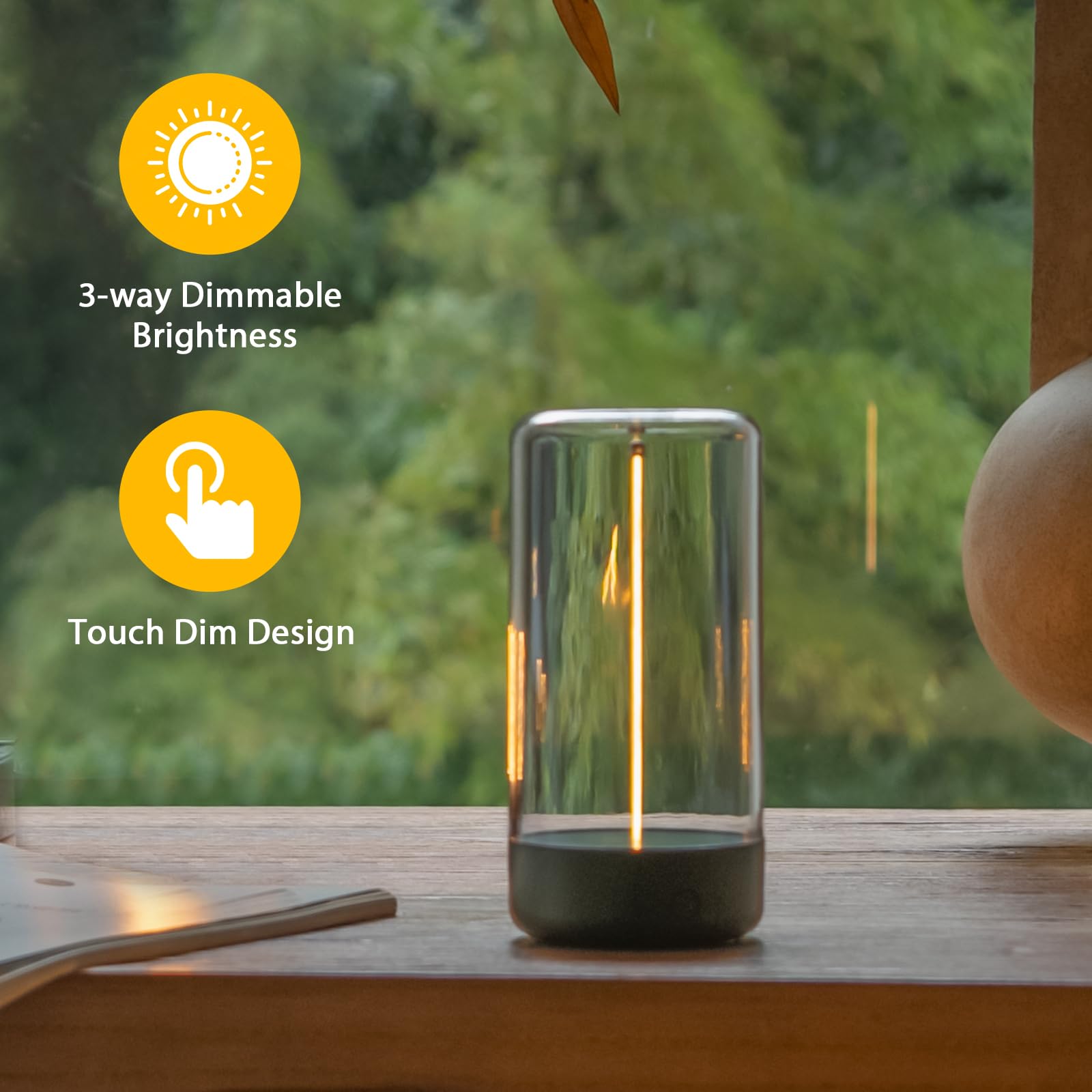 AUGE LIGHT Mini Minimalist Table Lamp Cordless Rechargeable 8.8x4.4x3.7in Dark Green Model AGSPGY2701