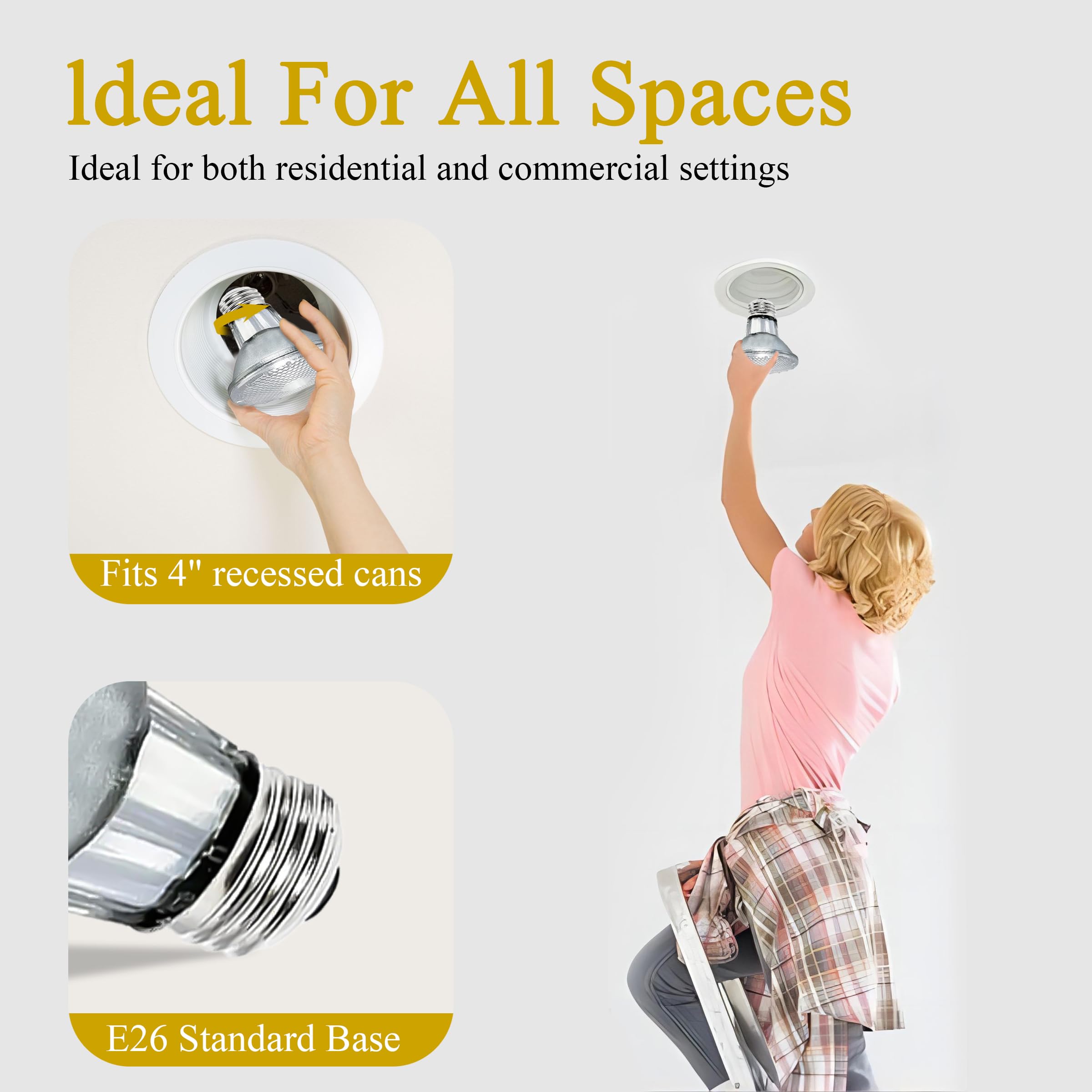 Lachesan PAR20 Flood Light Bulbs, 39W Dimmable E26 Base, 480 Lumens, 2800K Warm White, 6 Pcs for Indoor Spotlight & Range