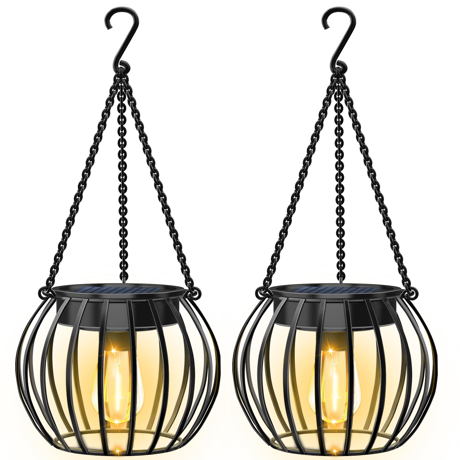 UBright Solar Lights Outdoor Waterproof Hanging Solar Lantern Metal Lights for Outside Lanterns Decorative Outdoor Lighting for 