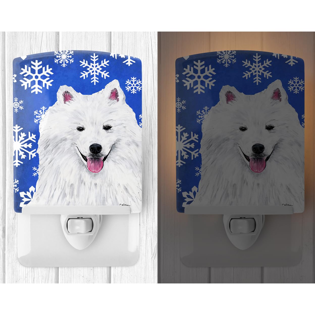 Carolines Treasures Night Light, American Eskimo, Ceramic, UL-Certified, 6x4x3, Multicolor, Model SC9379CNL