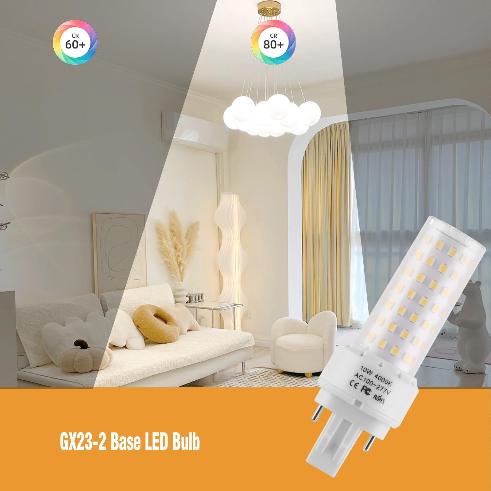 Lidesheng Gx23-2 Base Led Light Bulb Plug And Play,4000K Neutral White 2Pin Led Pl Bulb, 13W 18W Cfl Equivalent, Ballast Compati