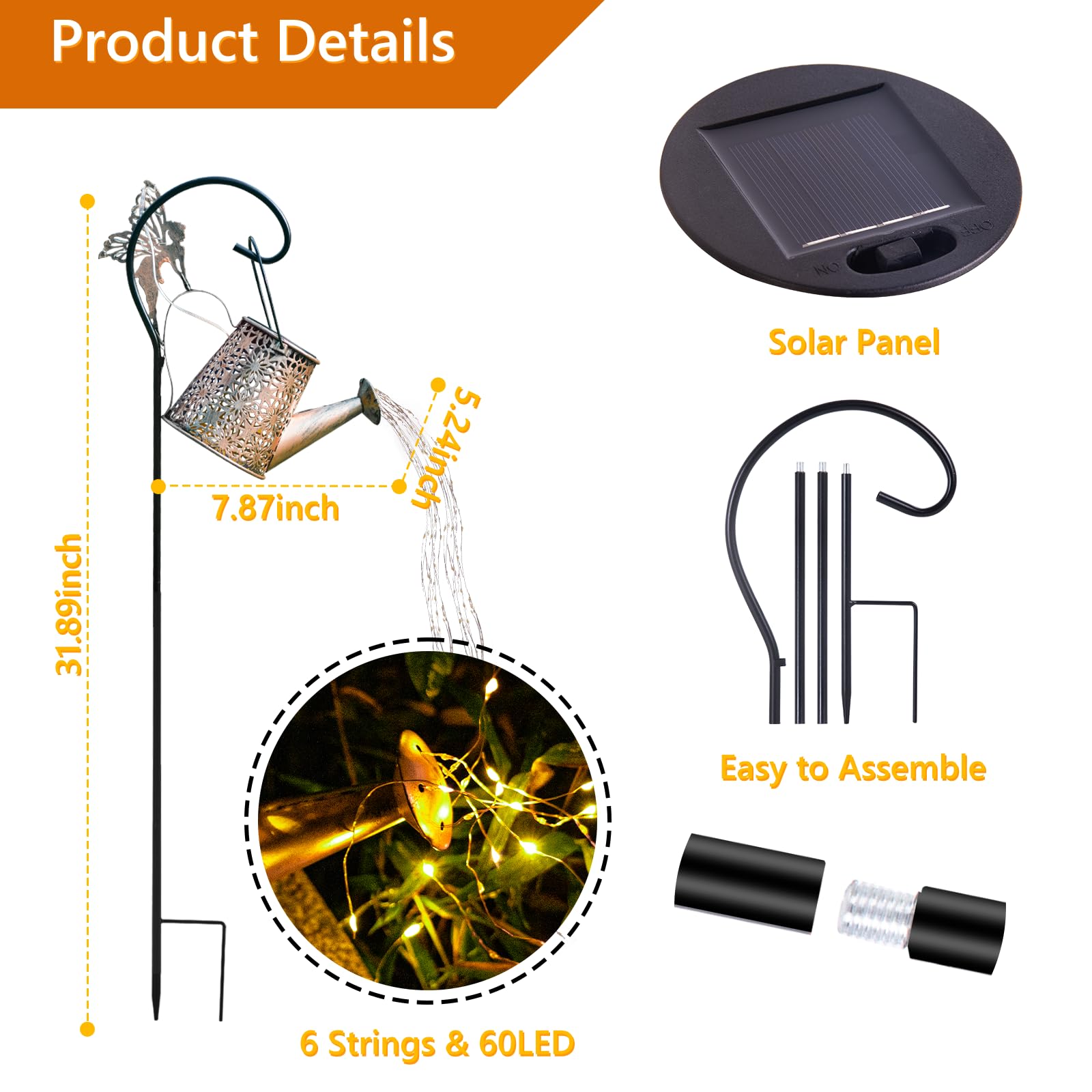 Srnpmiu Solar Watering Can Light,Solar Outdoor Decorative,Garden Decor Lights For Yard,Ip65 Waterproof Hanging Lantern Landscape