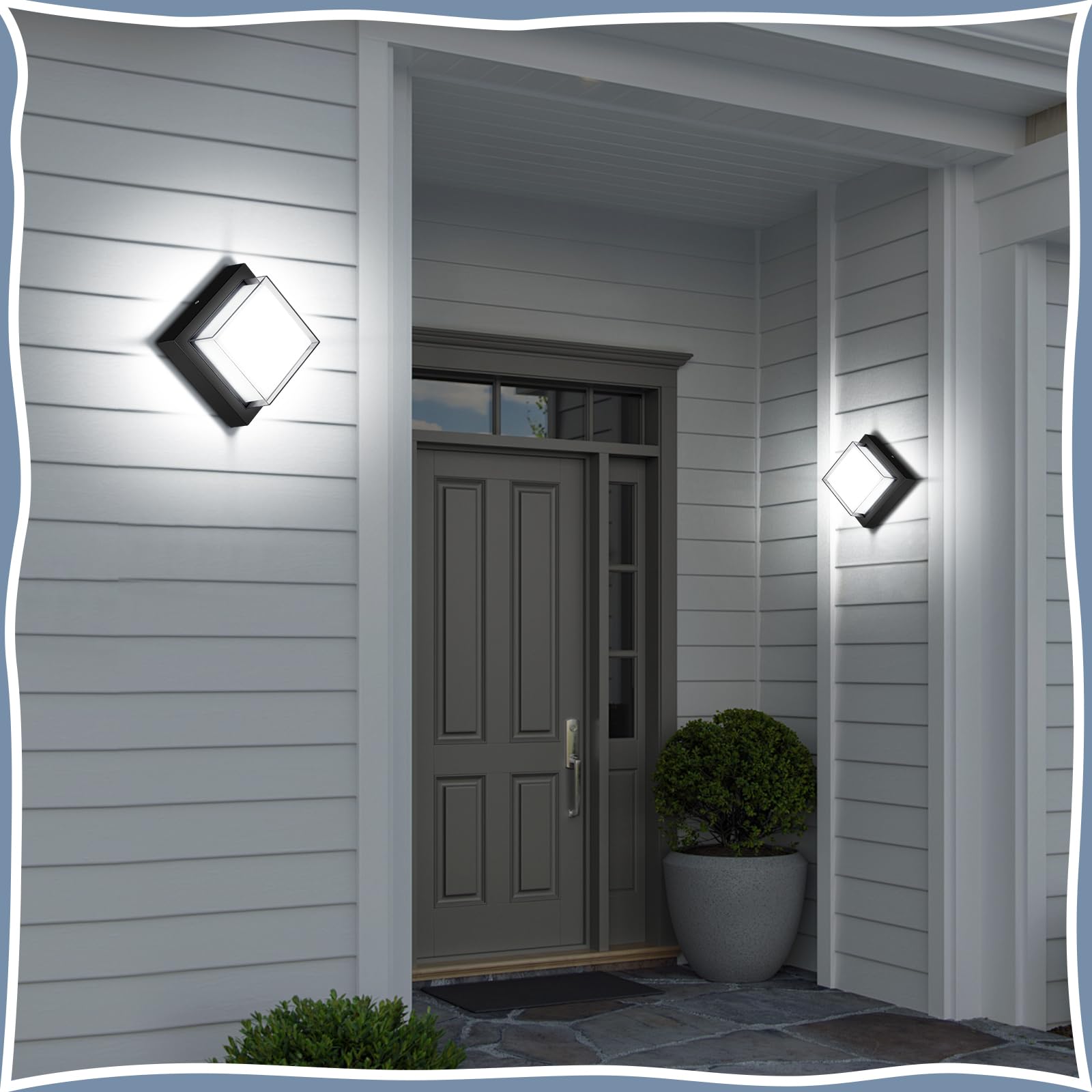 BIRITALO LED Porch Light 12W IP65 Waterproof Aluminum Fixture for Outdoor, Black, Model 1329