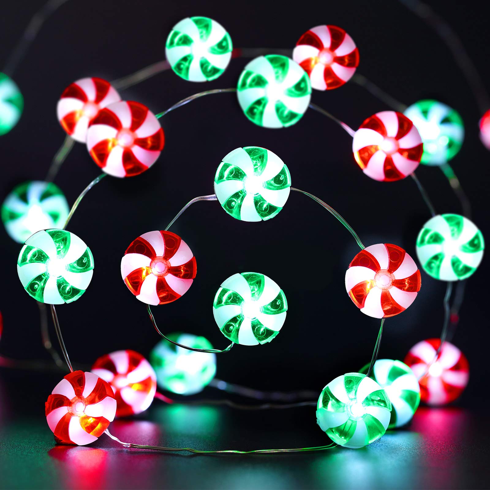 Mudder Christmas Candy String Lights, Candy String Lights with 10ft 30 LED 8 Modes Battery Powered Lights, Christmas String Ligh