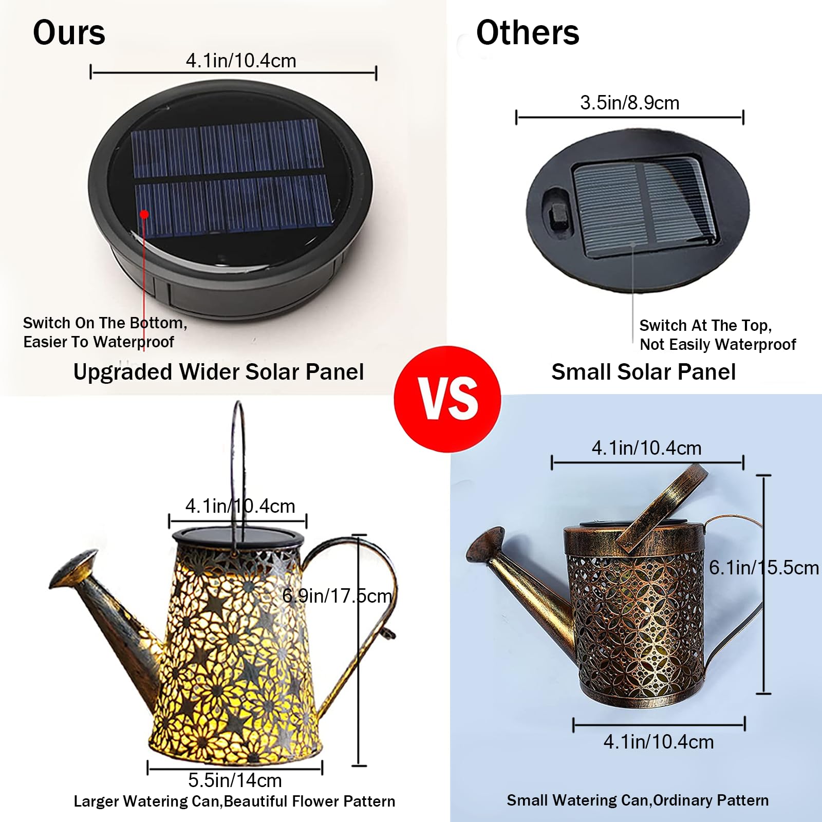 Vookry Solar Watering Can Lights, Large Retro Metal Hanging Lanterns Solar Lights Outdoor Waterproof, Garden Decor Yard Art For Porch Landscape Patio Gardening Gifts For Mom Grandma Women Christmas