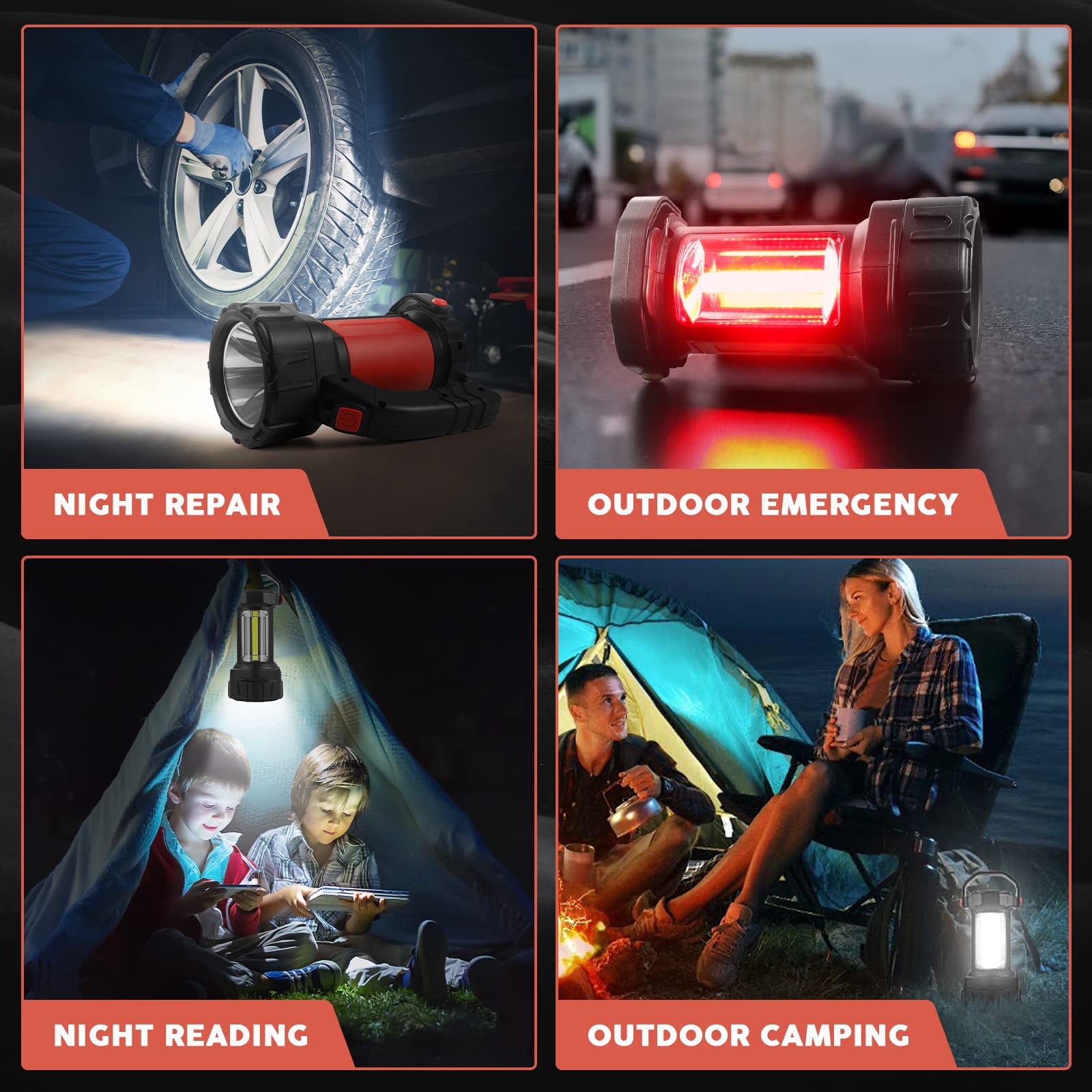 Alpswolf Camping Lantern Rechargeable, Led Flashlight Spotlight Lantern With 800Lm, 3600 Capacity Powered, Portable Bright Campi