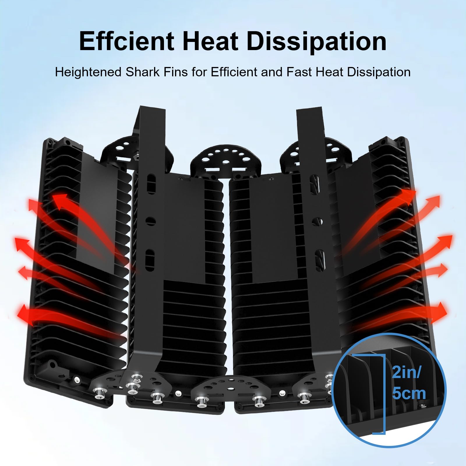 Kekeou 400W LED Stadium Lights - 56000LM, IP67 Waterproof, Black, Model FL-MZ4D-400W, Perfect for Outdoor Sports Courts and Parking Lots