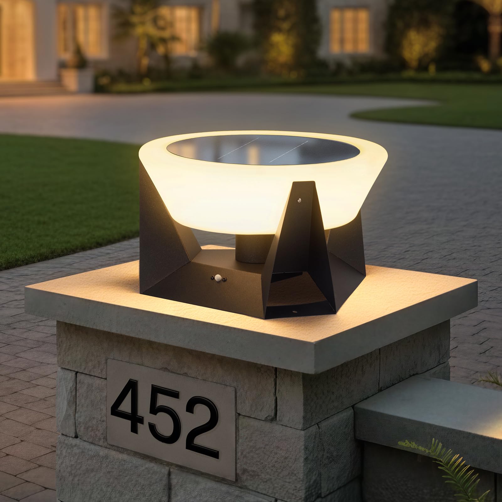 MVBT Solar Post Lights Outdoor, 15 Solar Column Lights Outdoor Large, IP54 Waterproof Modern Pillar Light, 3000K LED Bulb Dusk t