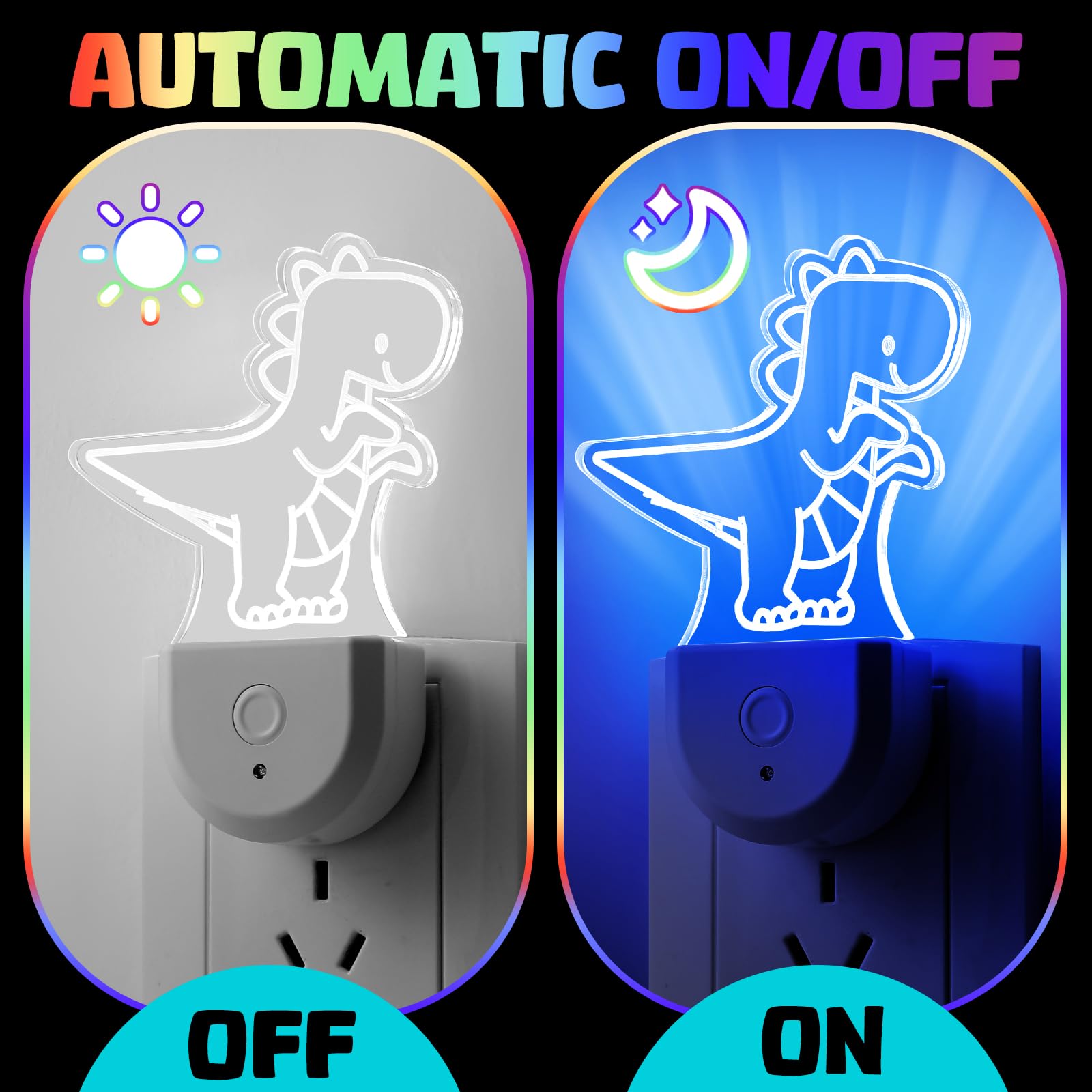 Rossesay 2 Pcs Night Light for Kids Night Light Plug into Wall Fairy LED Night Light Dusk to Dawn 6 RGB Cloros Change Nightlight