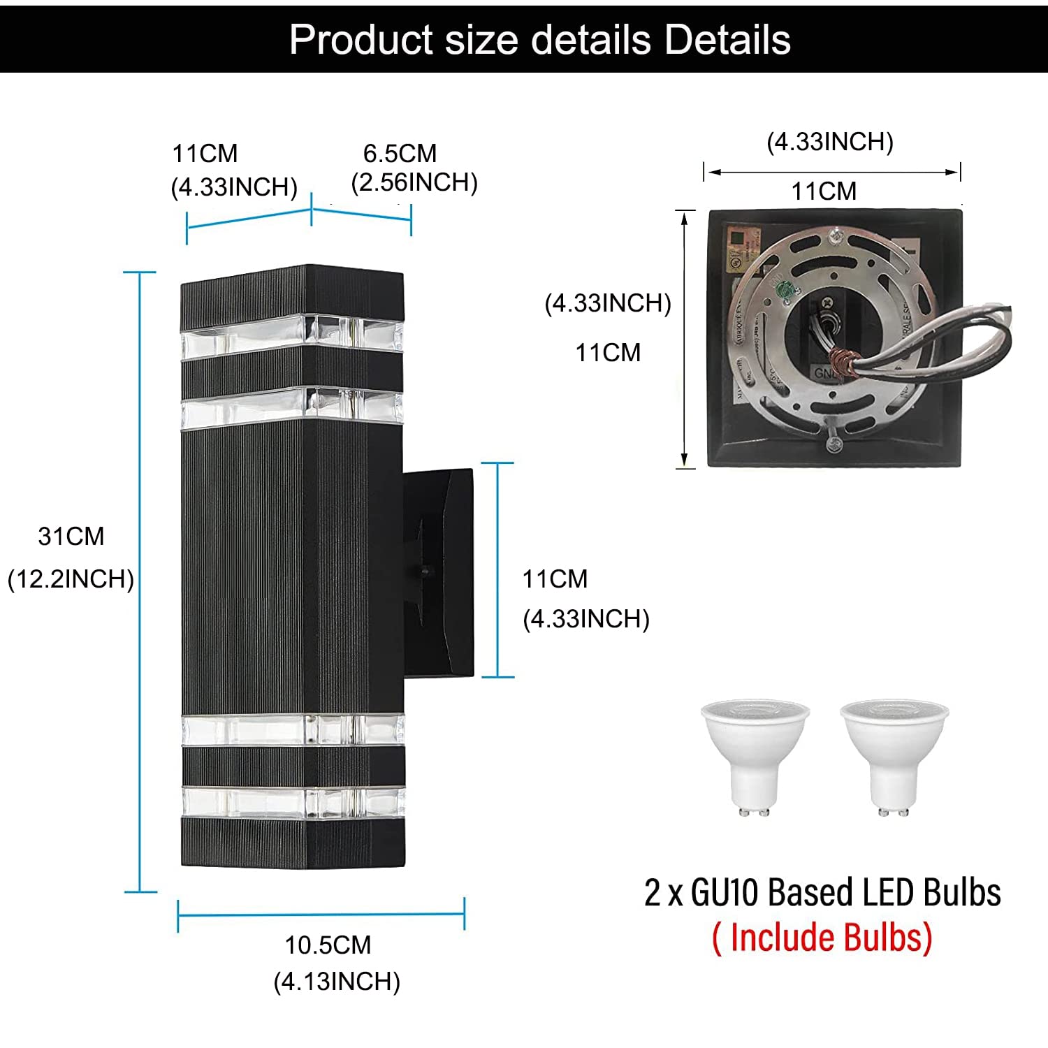 Rgzzup+Malcolm 4 Packs 14W 12Inch Led Square Up&Down Wall Lights 4000K Day White Outdoor, Aluminum Body Waterproof Ip65 Led Porc