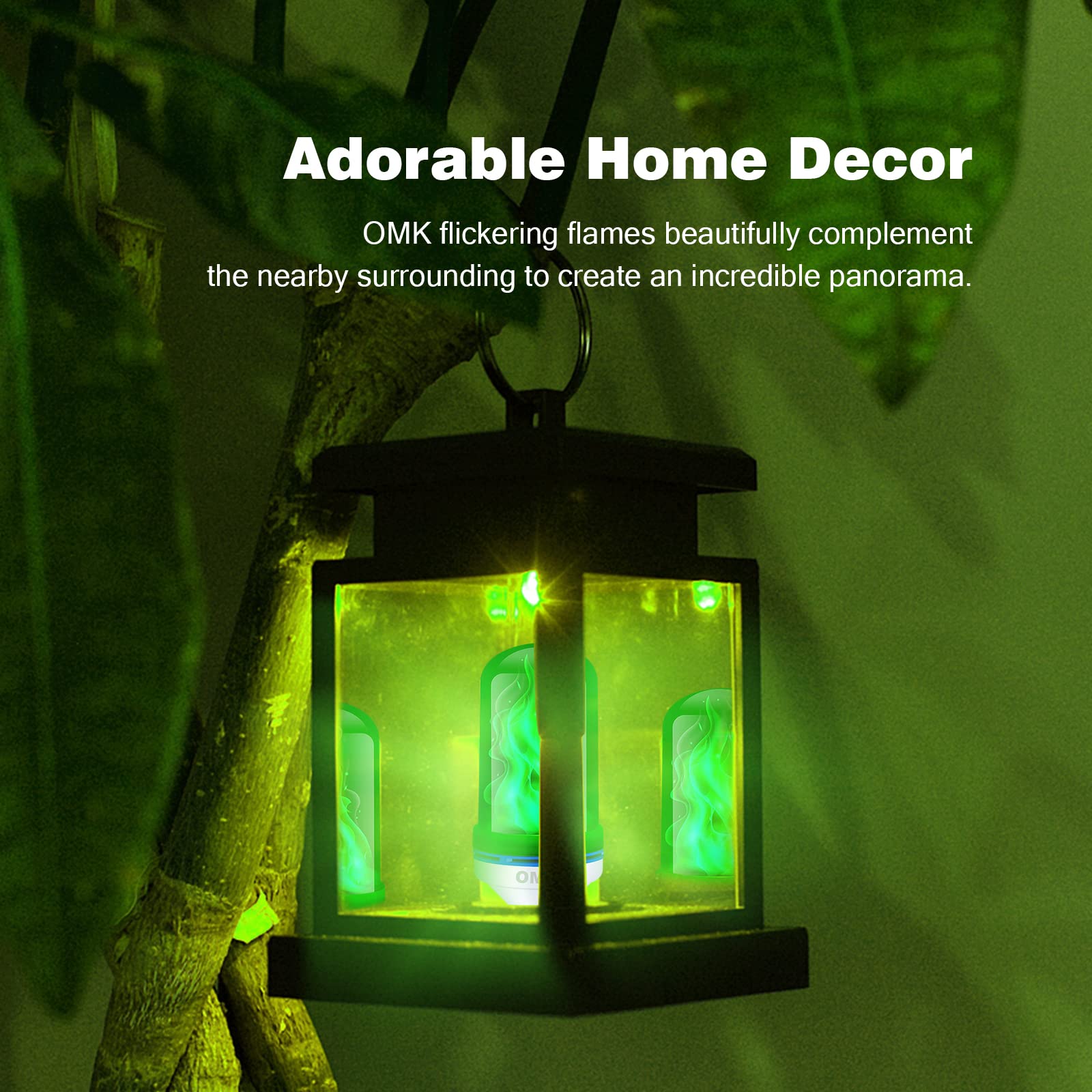 Omk Green Led Light Bulb Led Flame Effect Fire Light Bulbs - Newest Upgraded Halloween Christmas Bars Porch Light Bulb Flickering Fire Led Lamps Fire Lights For Indoor/Outdoor Decoration (1 Pack)