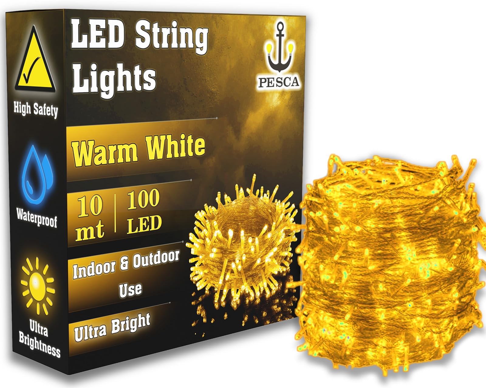 PESCA Plastic 100 Led Bulbs String Led Lights For Home Decoration For Diwali,Flameless&Smokeless Led Lights For Home Decoration(