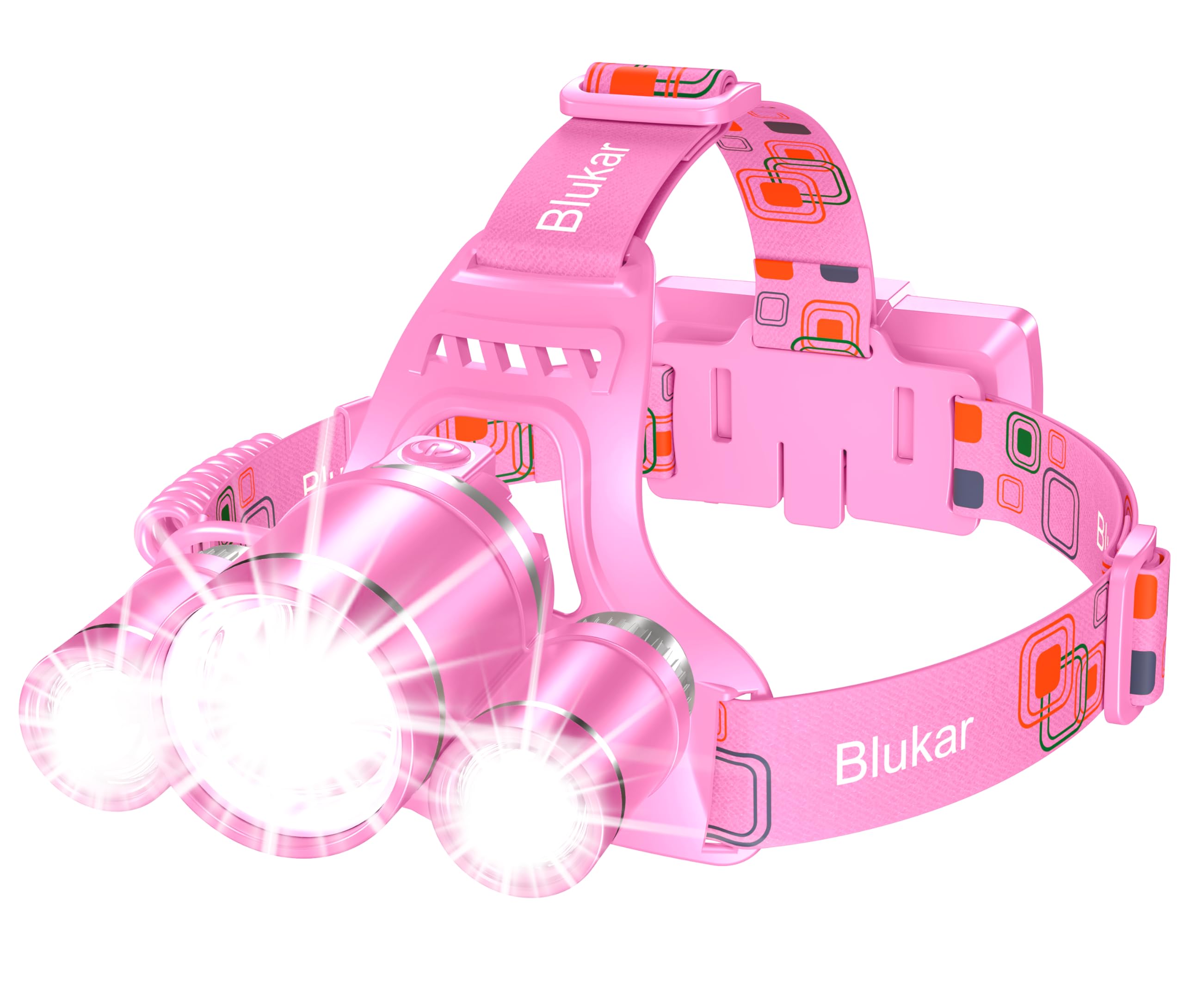 Blukar Led Headlamp, 8000L Super Bright Rechargeable Headlight Flashlight - 3 Lights 5 Modes,Zoomable,Spotlight&Floodlight Combi