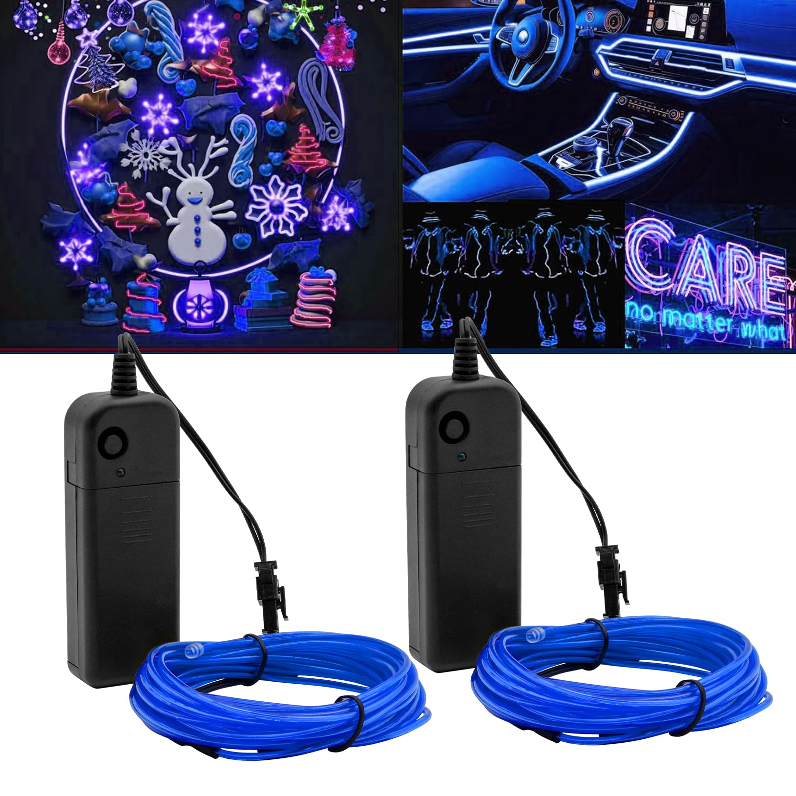 Ourbest Led Band Lights 5in1 Neon Light El Wire  3Mode Stay/Slow/Fast Flash EL Wire Lights Battery Wearable Lights Led Filament for Cosplay Party Costume Decoration 5M 2Set Green