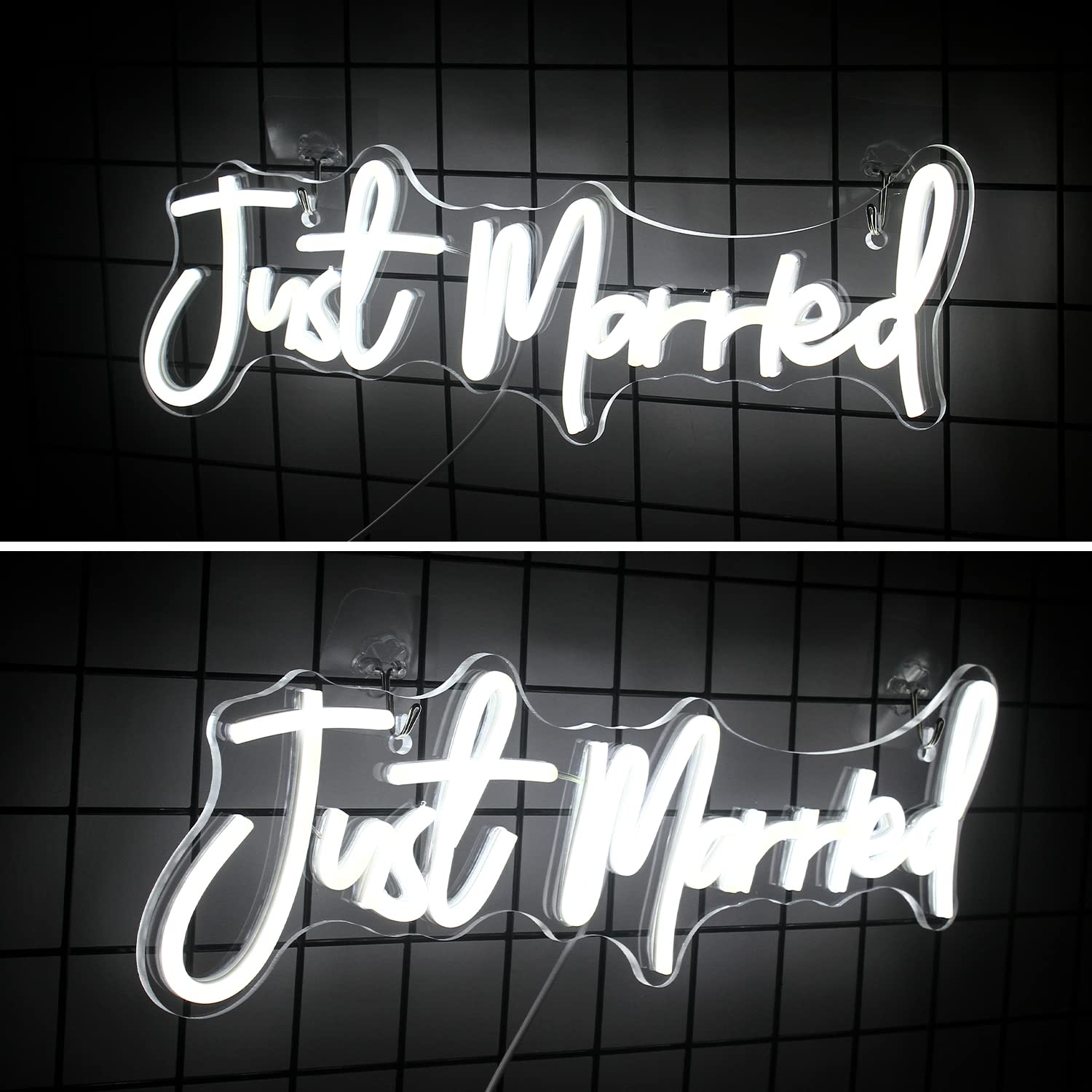 Horseneon Just Married Neon Sign - White LED Wall Decor for Wedding, Proposal, Engagement - Model Just Married-1186