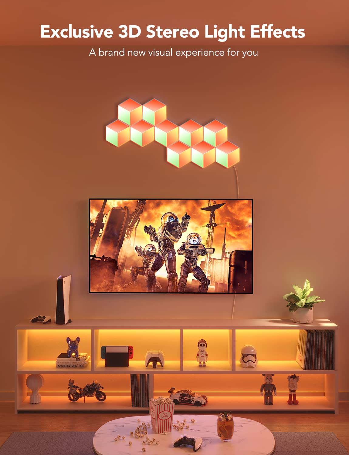 Govee Glide Hexa Pro Light Panels, RGBIC 3D Hexagon Wall Lights, Wi-Fi LED Creation Light with Music Sync, Works with Alexa Goog