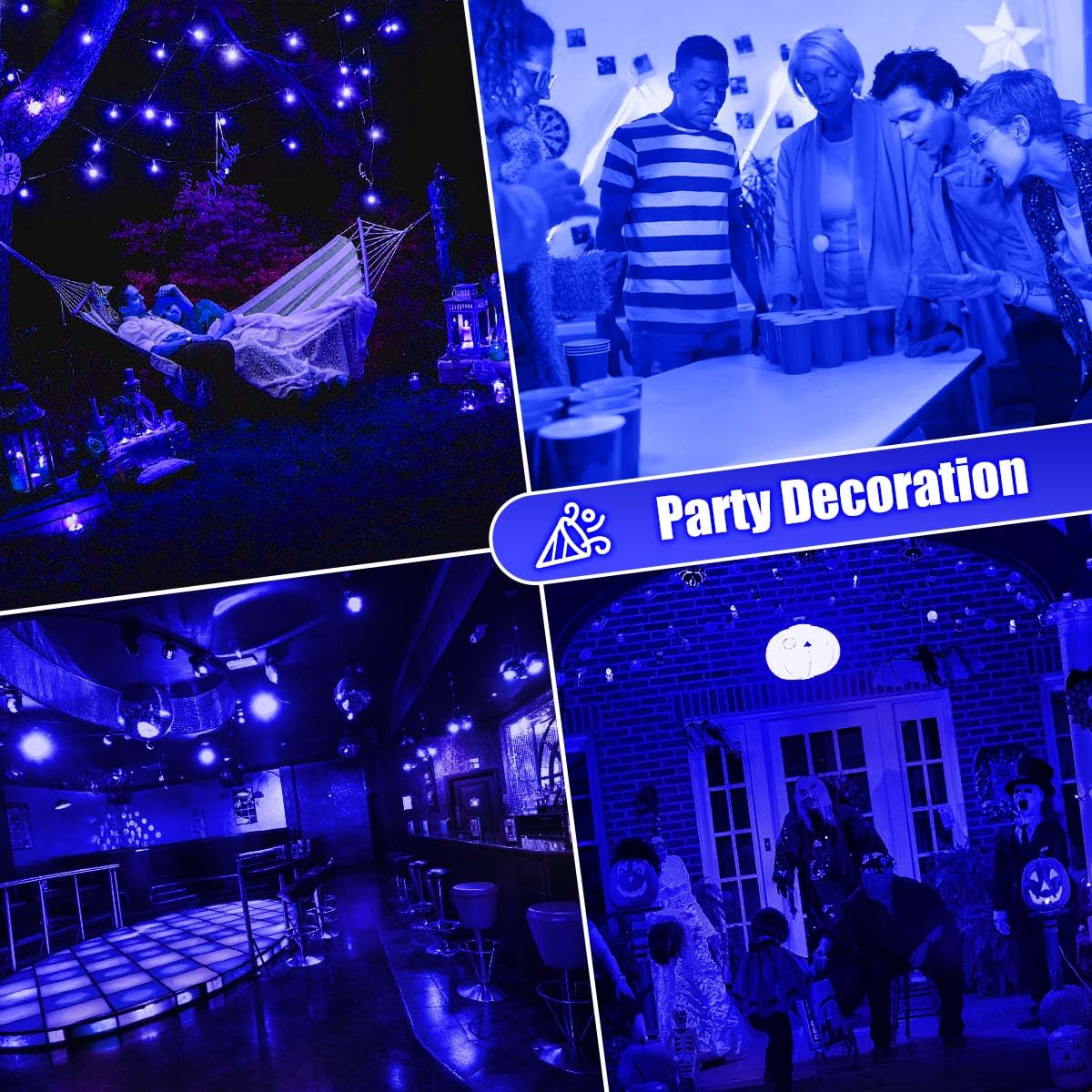 Wivety Blue Light Bulb, A19 E26 Base, 9W Led Blue Lightbulbs For Outdoor Porch, Indoor Party Decoration, Holiday Lighting, Hallo