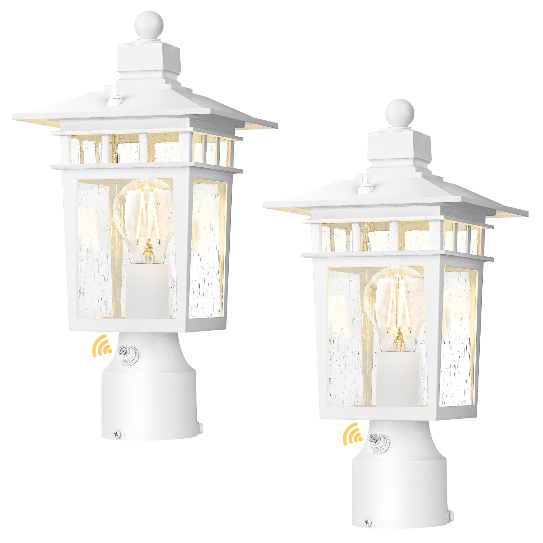 Apoto Dusk To Dawn Outdoor Post Lights  Waterproof Lamp Post Light Fixture  Aluminum Lamp Posts Outdoor Lighting Pole Lantern For Outside Yard Patio Pathway Garden Deck  Hard Wired (2 Pack  White)