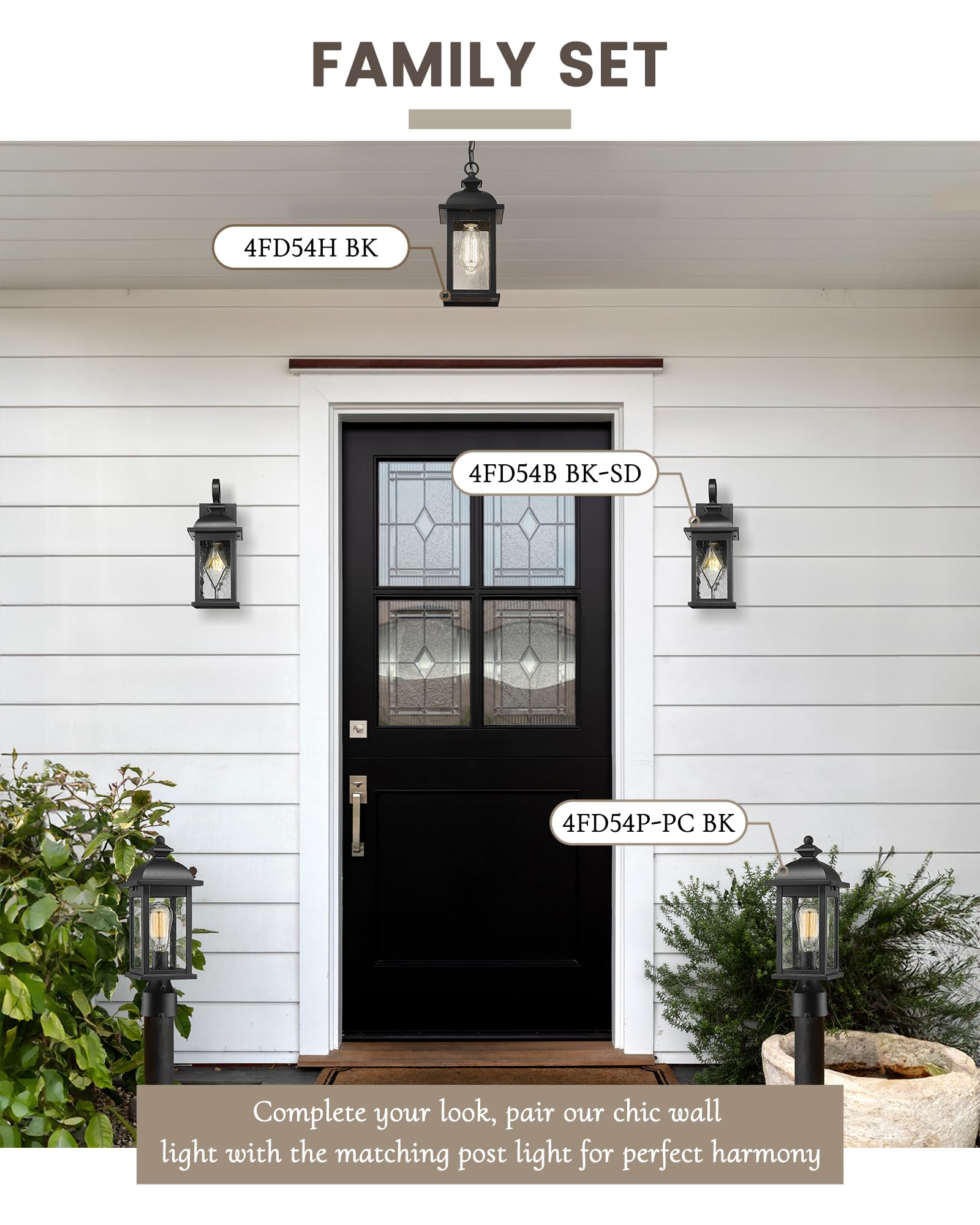 Femila 15'' Exterior Wall Sconce, 2-Pack Outdoor Waterproof Wall Lights Fixture, E26 Socket Wall Lantern For Porch, Anti-Rust Ma