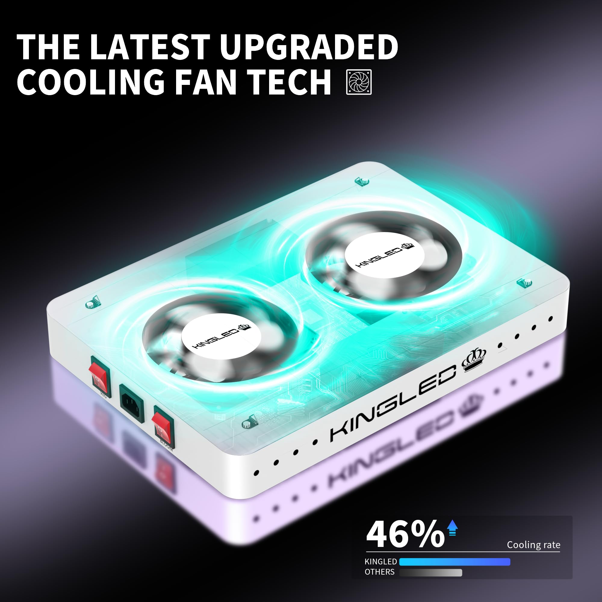 KINGPLUS KP2000 Full Spectrum Grow Light - 3x3 Coverage, Aluminum, Multicolor, Ideal for Indoor Plants, Veg & Bloom Modes