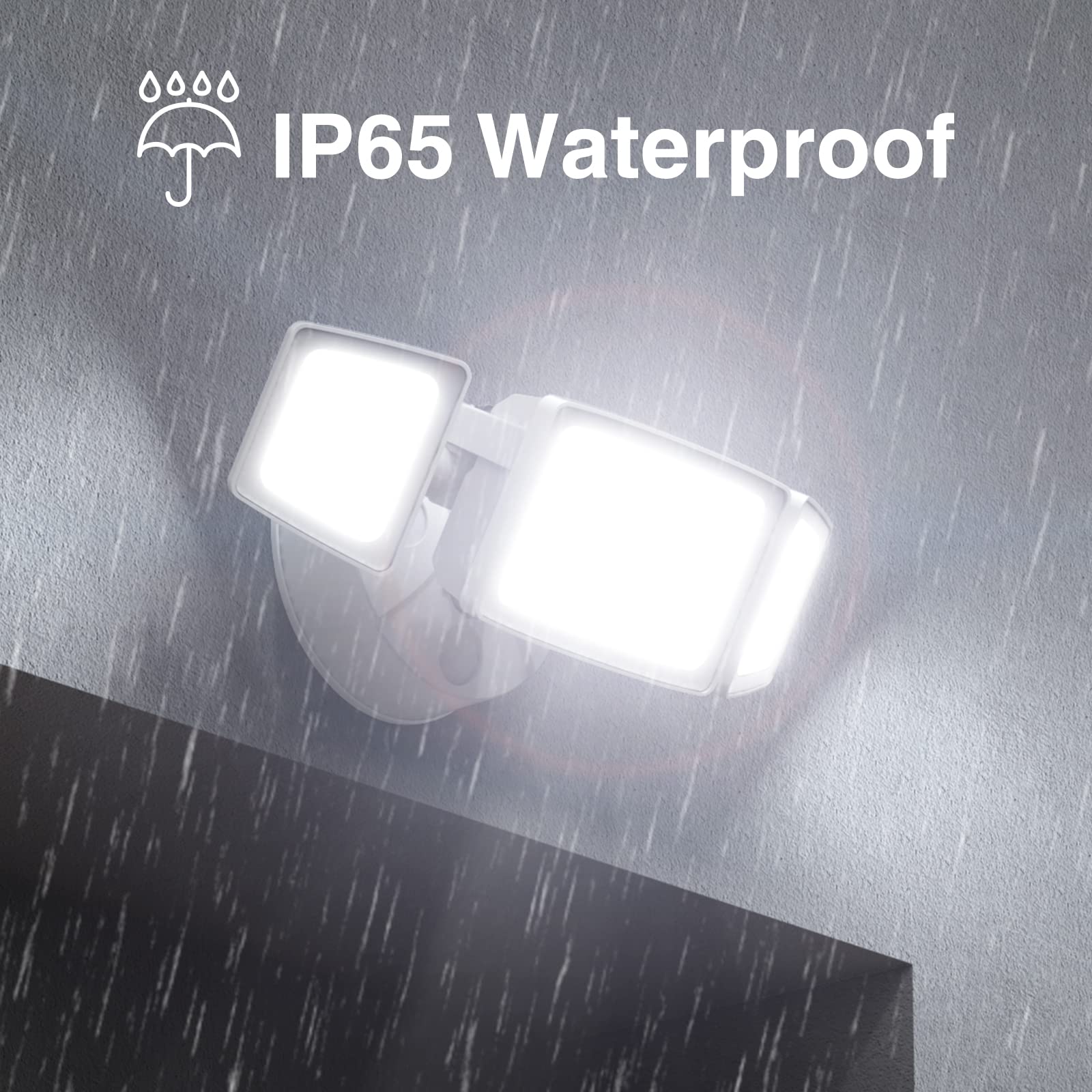Onforu 55W LED Flood Lights, 6000LM, IP65 Waterproof, 3 Adjustable Heads, 6500K Daylight White, Model BDB55D-3,
