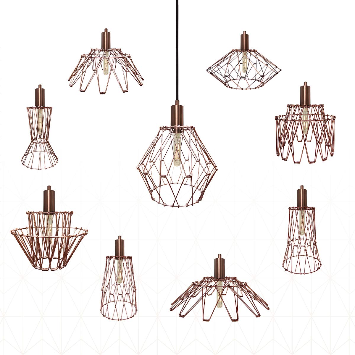 Royal Designs, Inc. RDI Foldable Industrial Metal Pendant Light with Adjustable 7 ft Long Lamp Cord & Canopy, Create 9 Styles, A