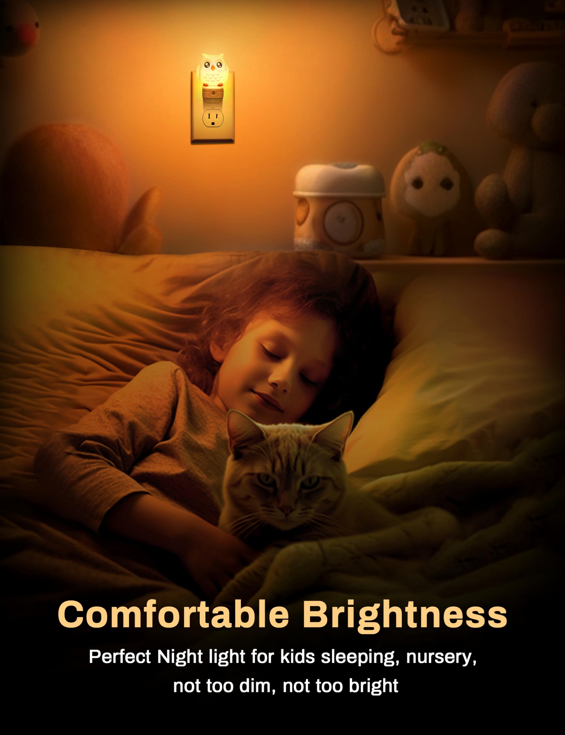 DORESshop Owl Night Light, 8-Color LED, Dusk to Dawn Sensor, 1 Pack, Plastic, Model CA-GY10109OWN, Owl-RGB