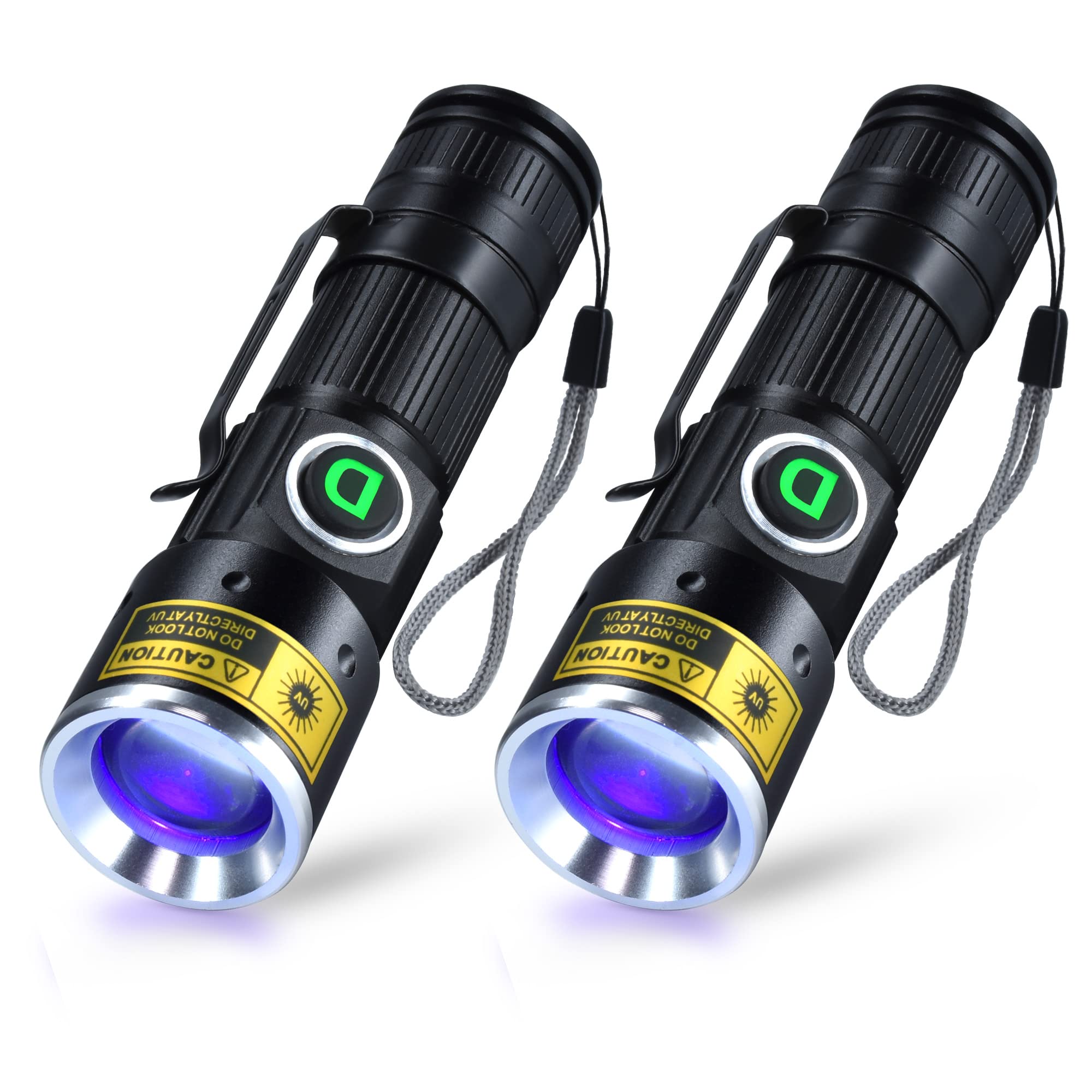 Darkdawn Uv 365Nm Black Lights - Usb Rechargeable Mini Flashlights For Stain Detection (2-Pack)