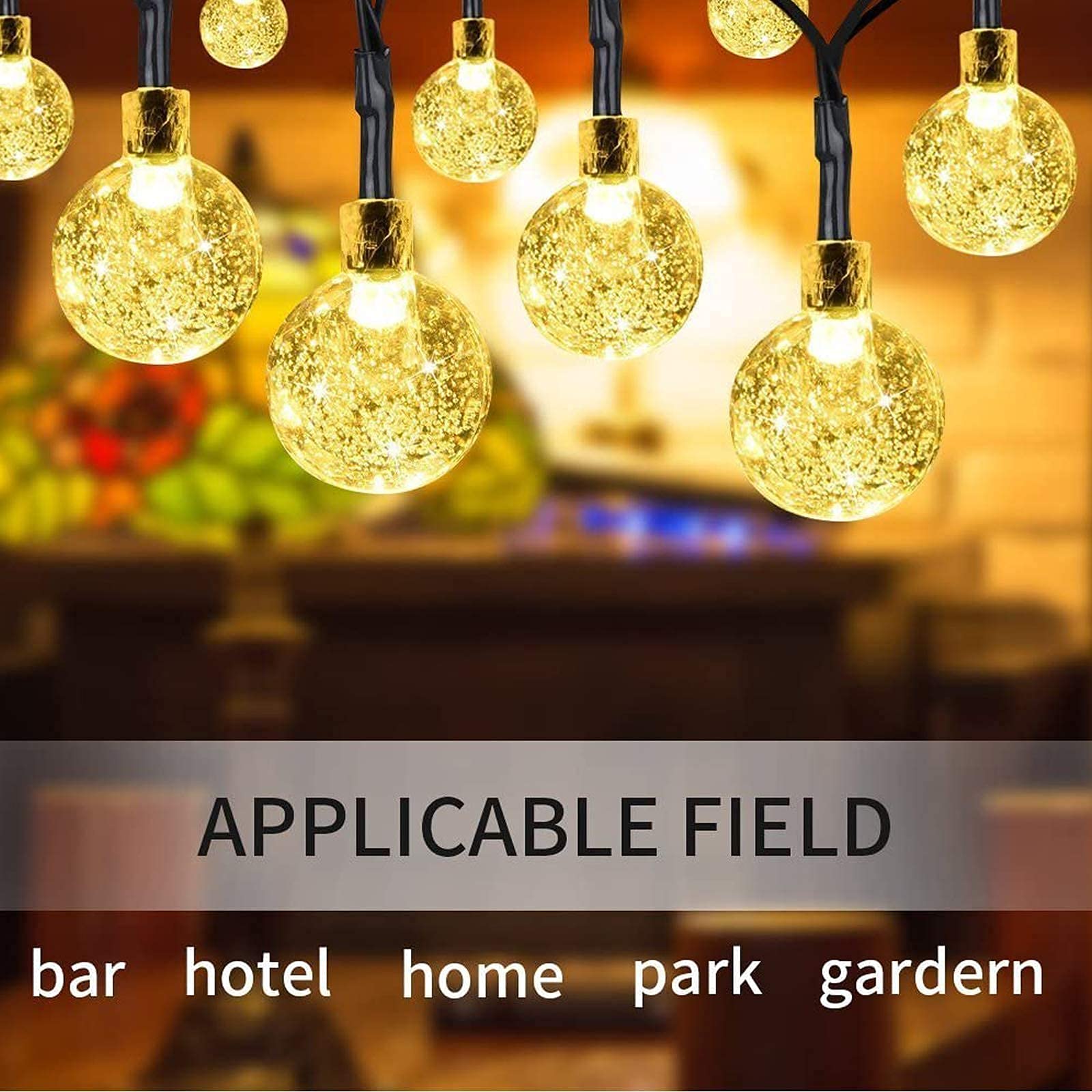 Globe String Lights, CMYK 20 Ft 30 Crystal Balls Waterproof LED Fairy Lights, Outdoor Starry Lights Solar Powered String Lights,