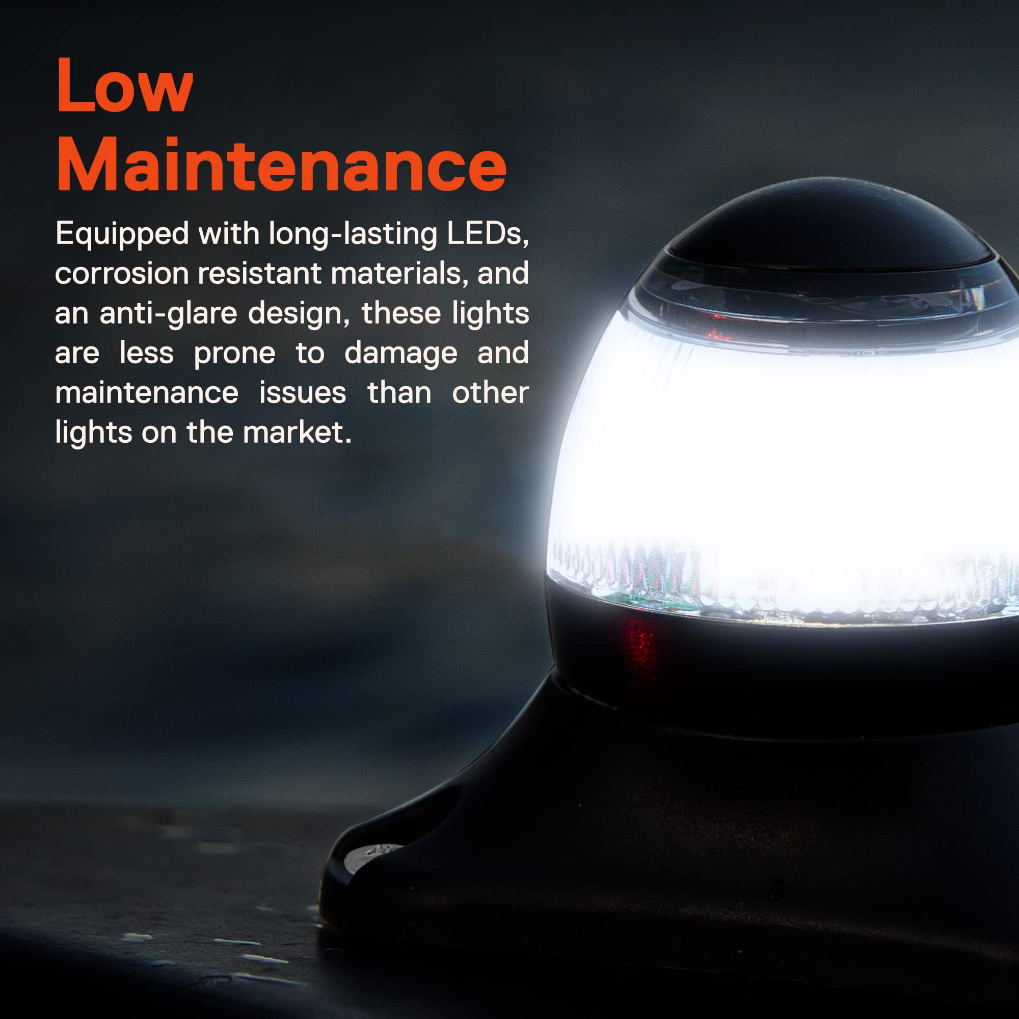 ONLINE LED STORE TRUE MODS 12-24V LED Marine Navigation Anchor Light - 3NM Waterproof Surface Mount - 3" - w/o Pole - Model SIL0011