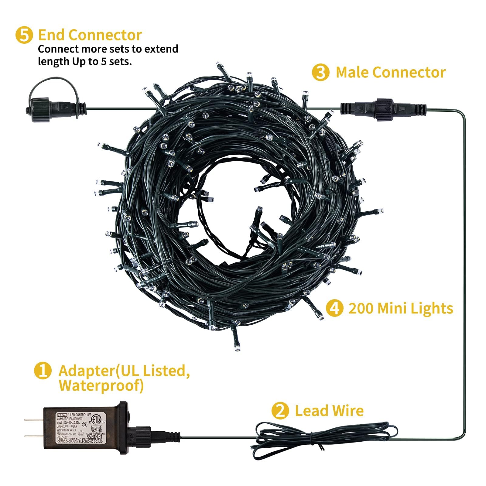 Minetom Christmas Lights, 66Ft 200 Led Outdoor Christmas Tree Lights With Remote, 8 Modes Christmas String Lights Plug In Xmas Tree Lights With Timer For Outside Party Decor, Warm White & Multicolor