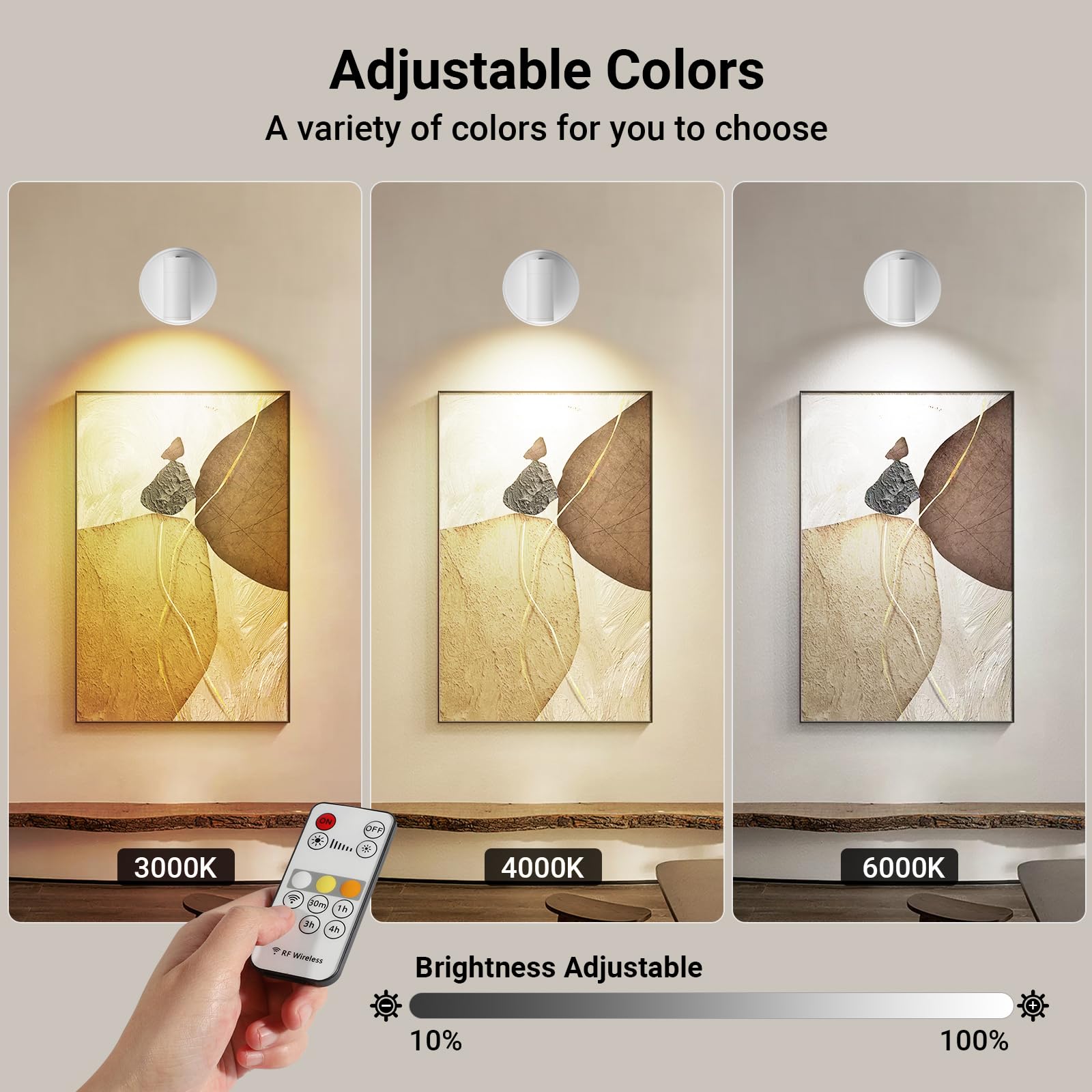 Taofiaco Wireless Led Spotlight Indoor, Rechargeable Uplighting Indoor With Remote Dimmable, 360 Rotate, Battery Powered Ceiling