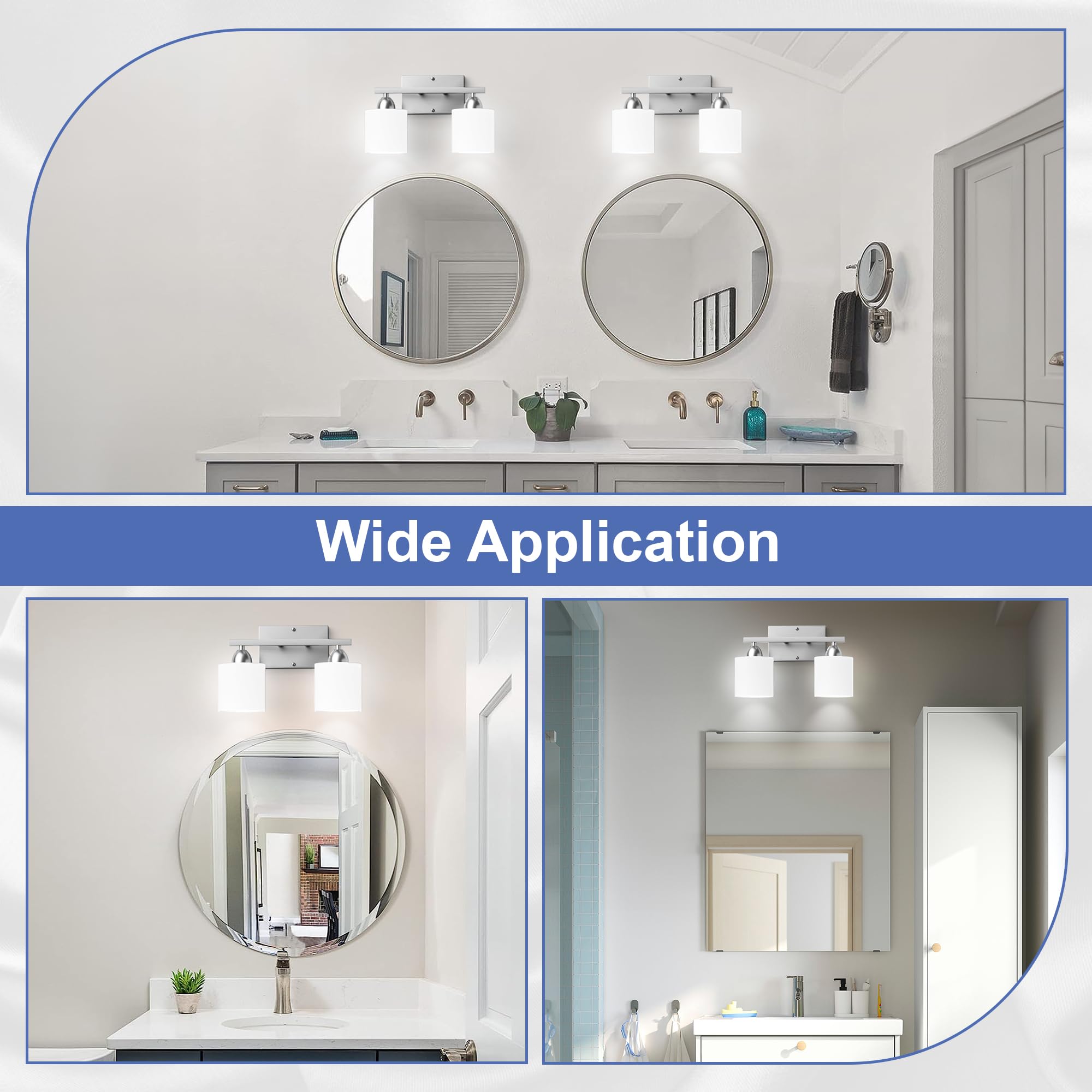 Dekang Bathroom Lighting Fixtures Over Mirror Brushed Nickel, Anti-Rust 2-Light Bathroom Vanity Lights, Modern 18Inches Wall Sco