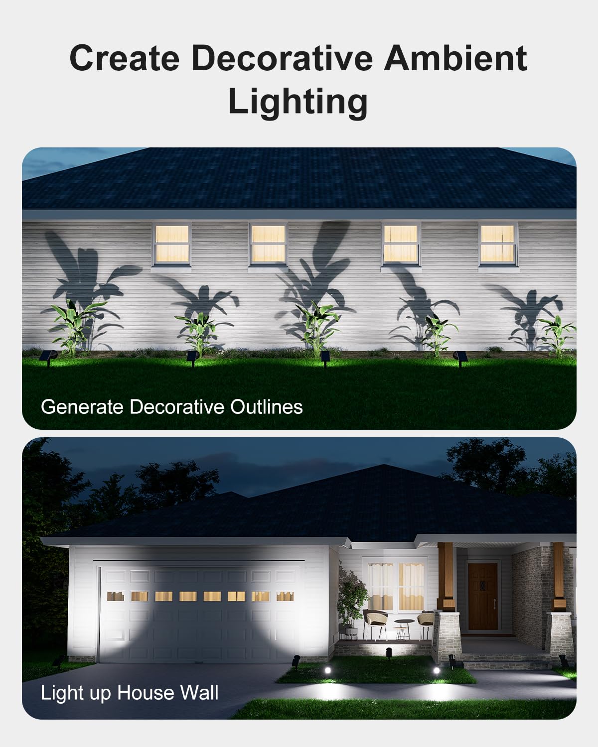 FALOVE Solar Lights 2-in-1 Waterproof 4 LED Spotlight Auto On/Off for Patio Deck Yard Garden Driveway Pool Area 2 Pack